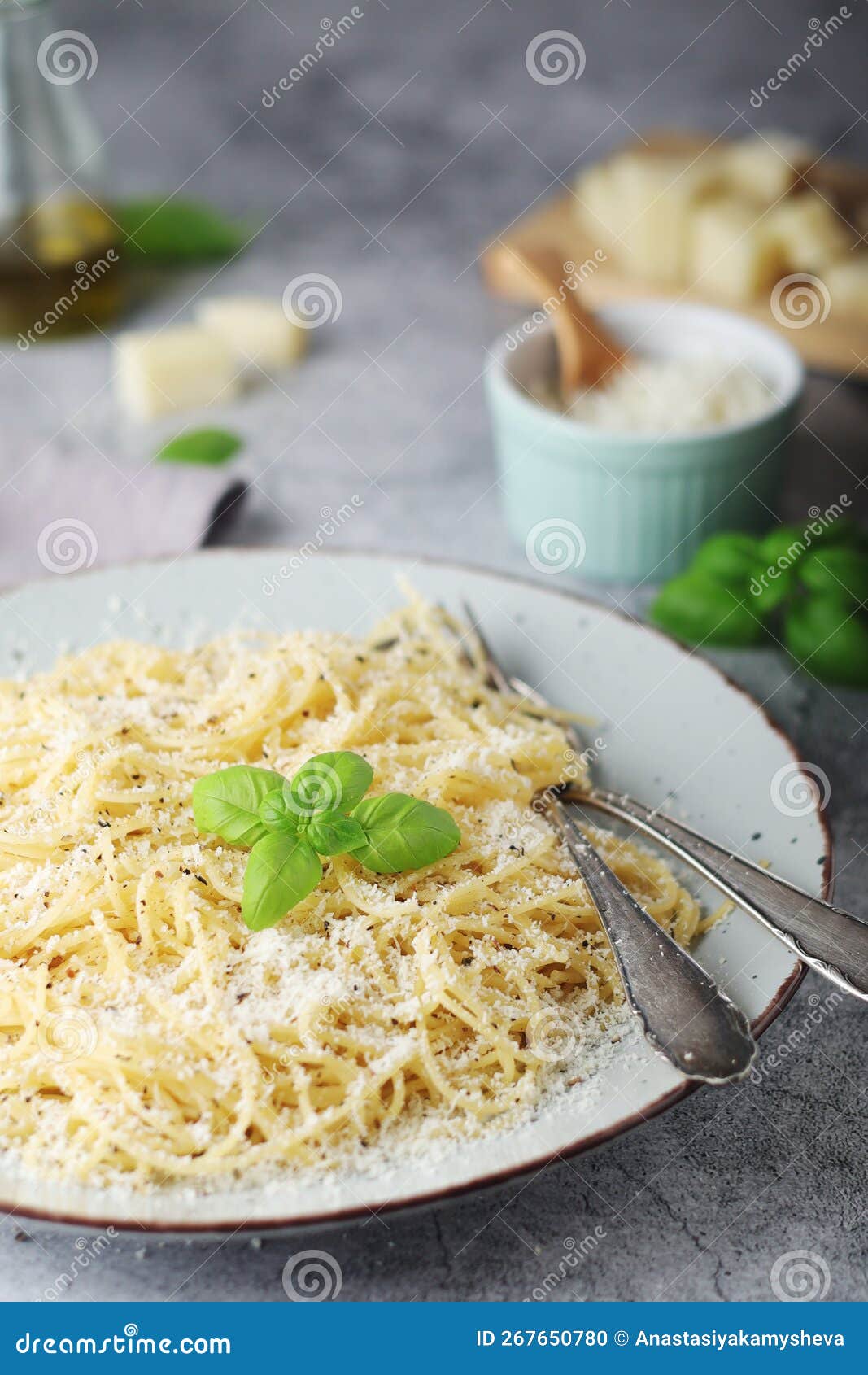 Spaghetti with Italian Cheese Pecorino Romano Stock Photo Image of