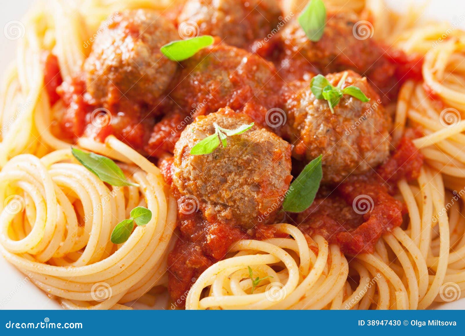 Spaghetti with Meatballs in Tomato Sauce Stock Photo Image of