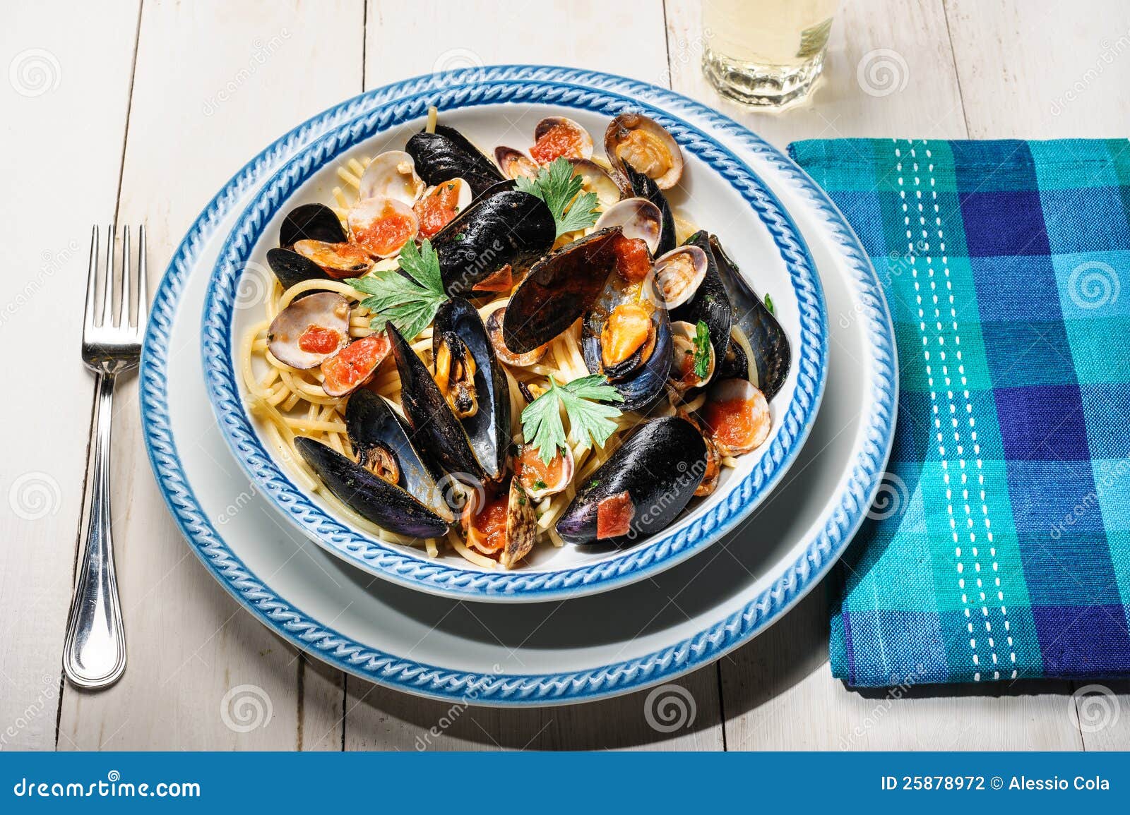 Spaghetti with Mussels and Clams Stock Photo Image of seafood