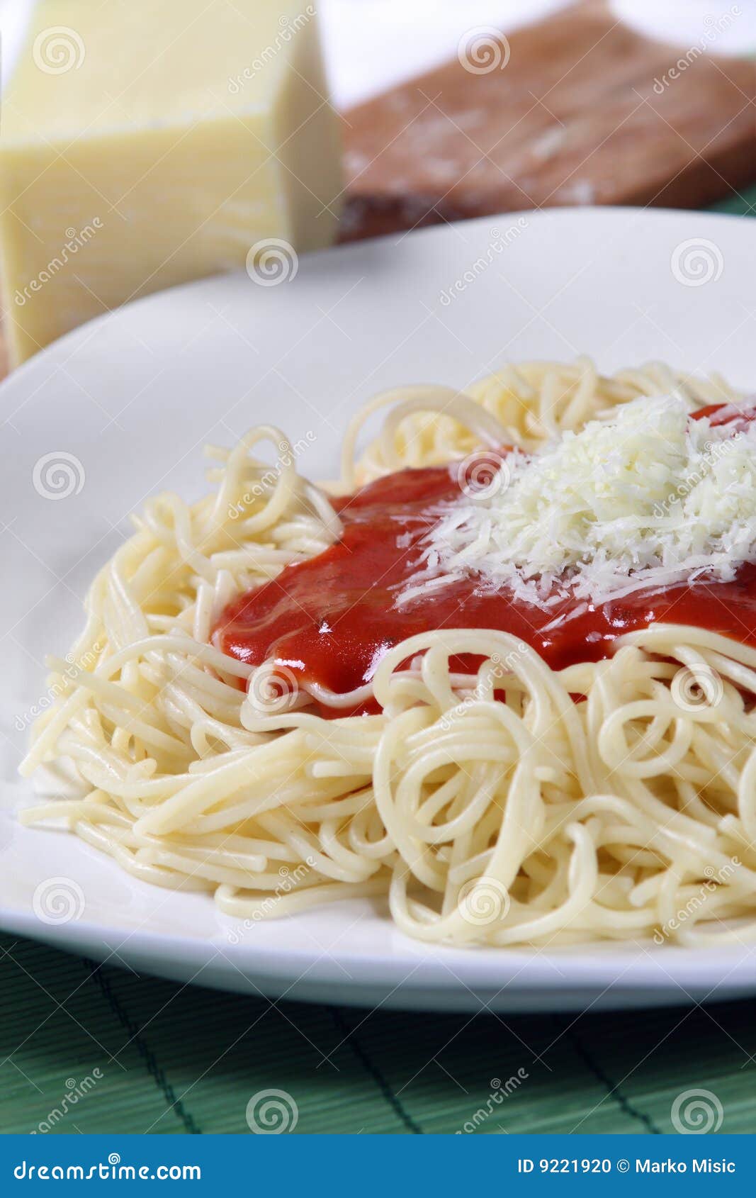 Spaghetti with Parmesan Cheese Stock Photo Image of cutlery, dinner