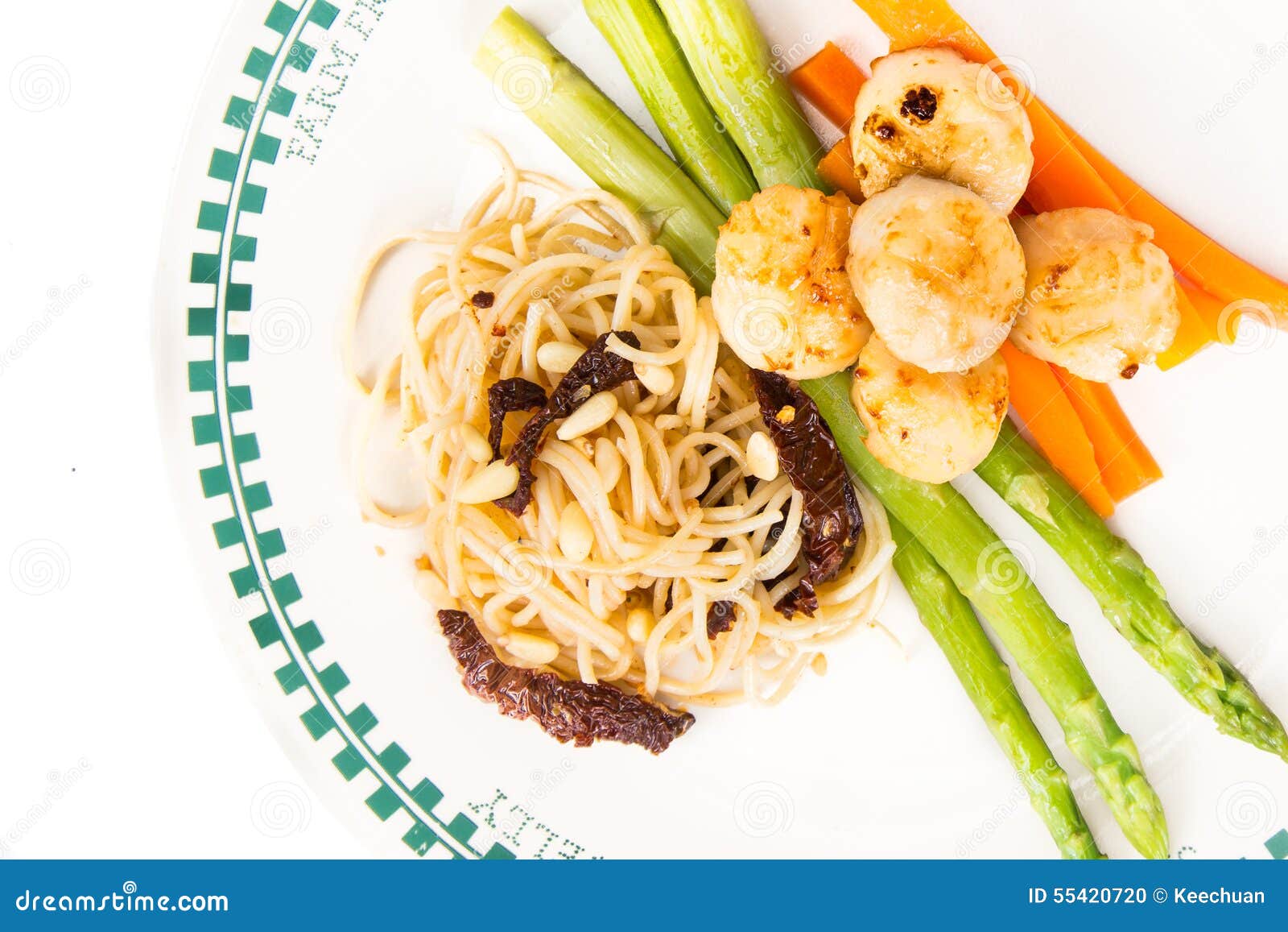 Spaghetti Pasta Aglio E Olio with Scallops Stock Photo Image of