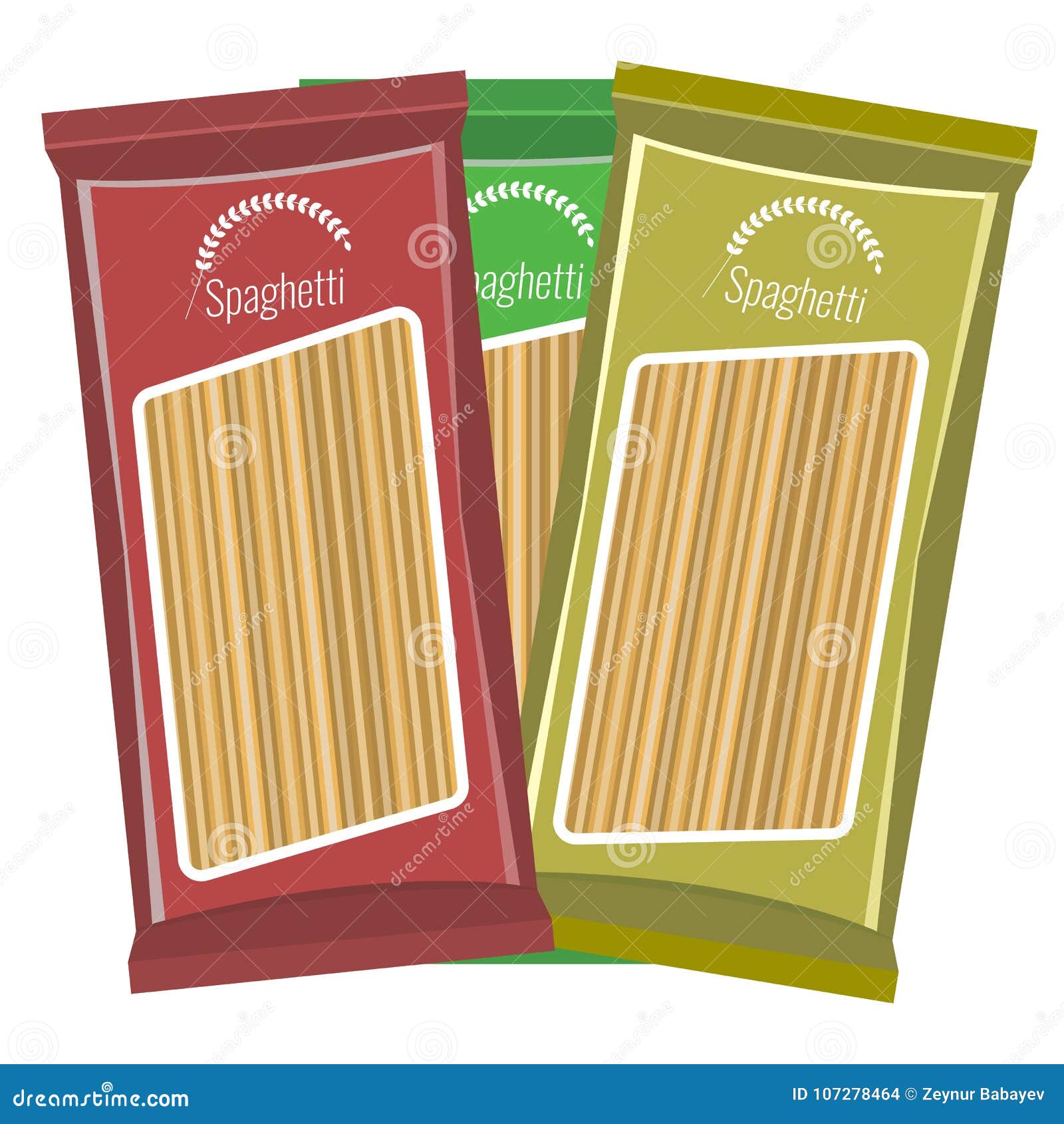 Download Spaghetti Or Pasta Package Mockup, Isolated On White Background. Flat And Solid Color Style ...