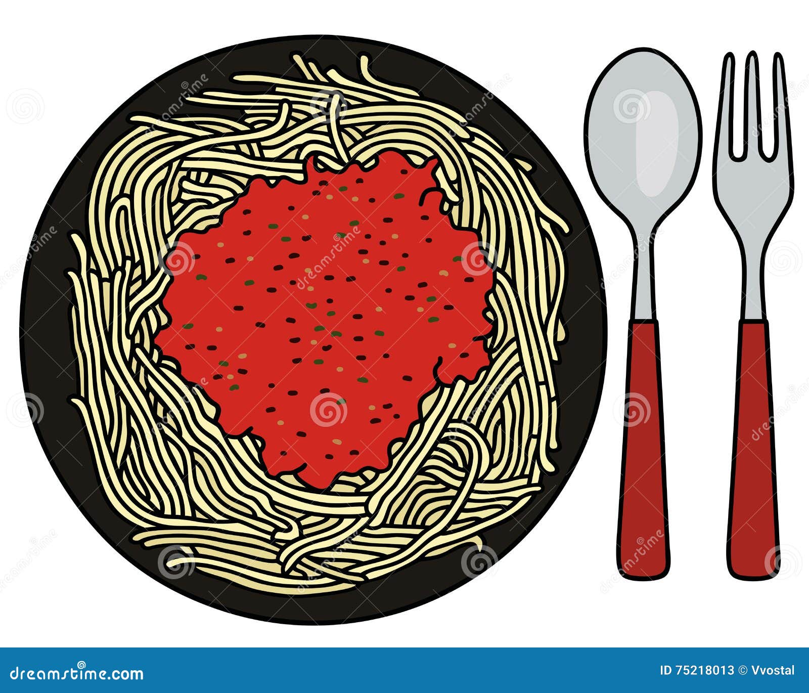 Spaghetti on the plate stock vector. Illustration of spaghetti 75218013