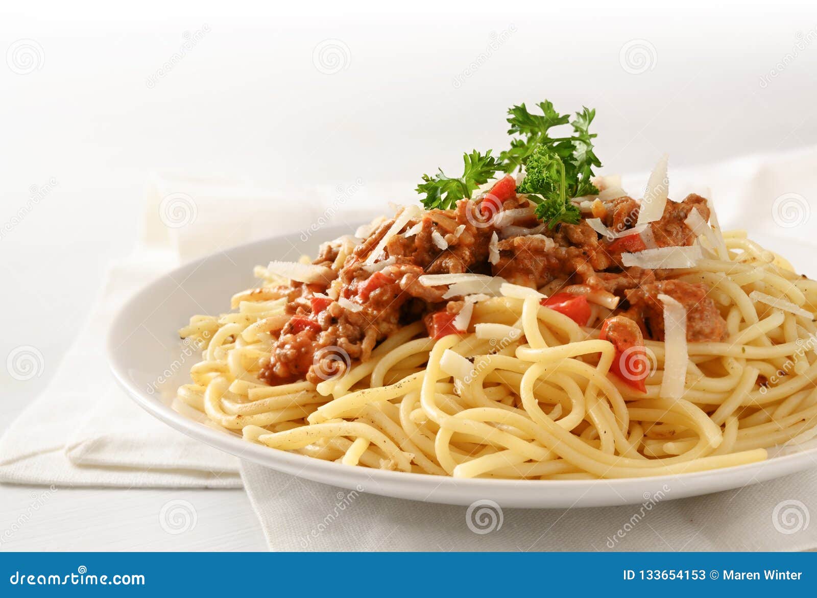 Spaghetti Plate With Sauce From Minced Meat And Tomato Parmesan Stock Image Image Of Food Cooking 133654153