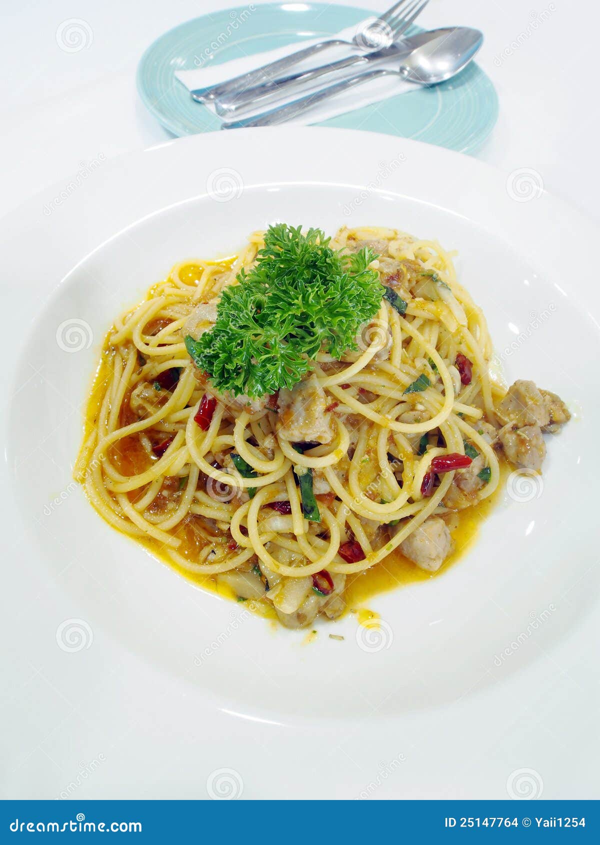 Spaghetti pork sausage stock photo. Image of brown, cooked 25147764