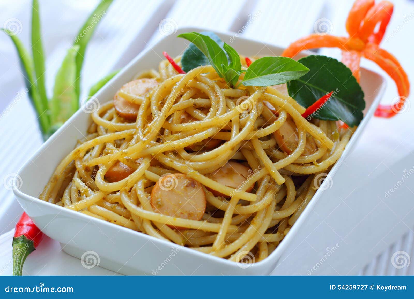 Spaghetti puff curry Thai. stock image. Image of chilies 54259727
