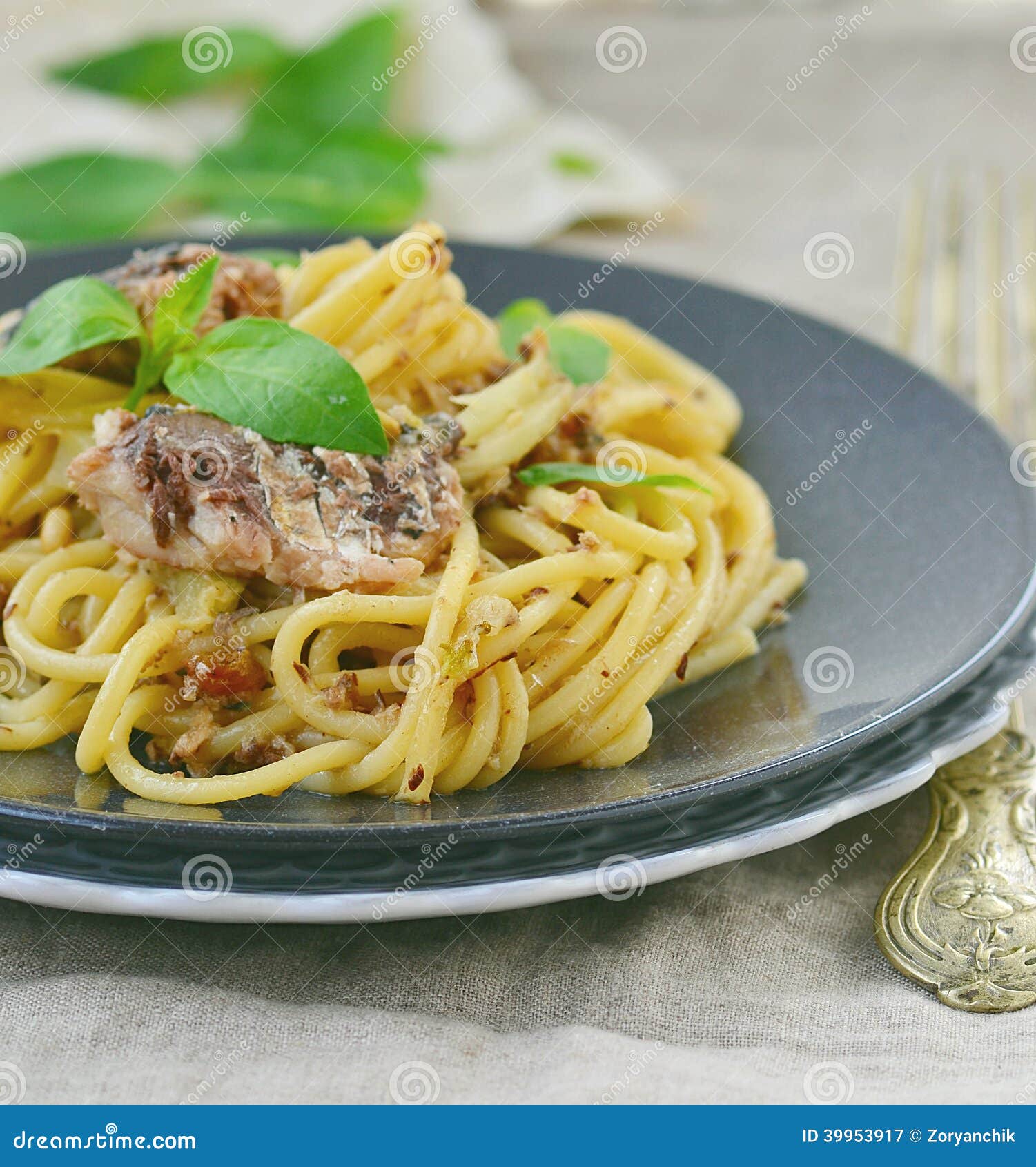 Spaghetti with Sardine Sauce Stock Image Image of food, spaghetti