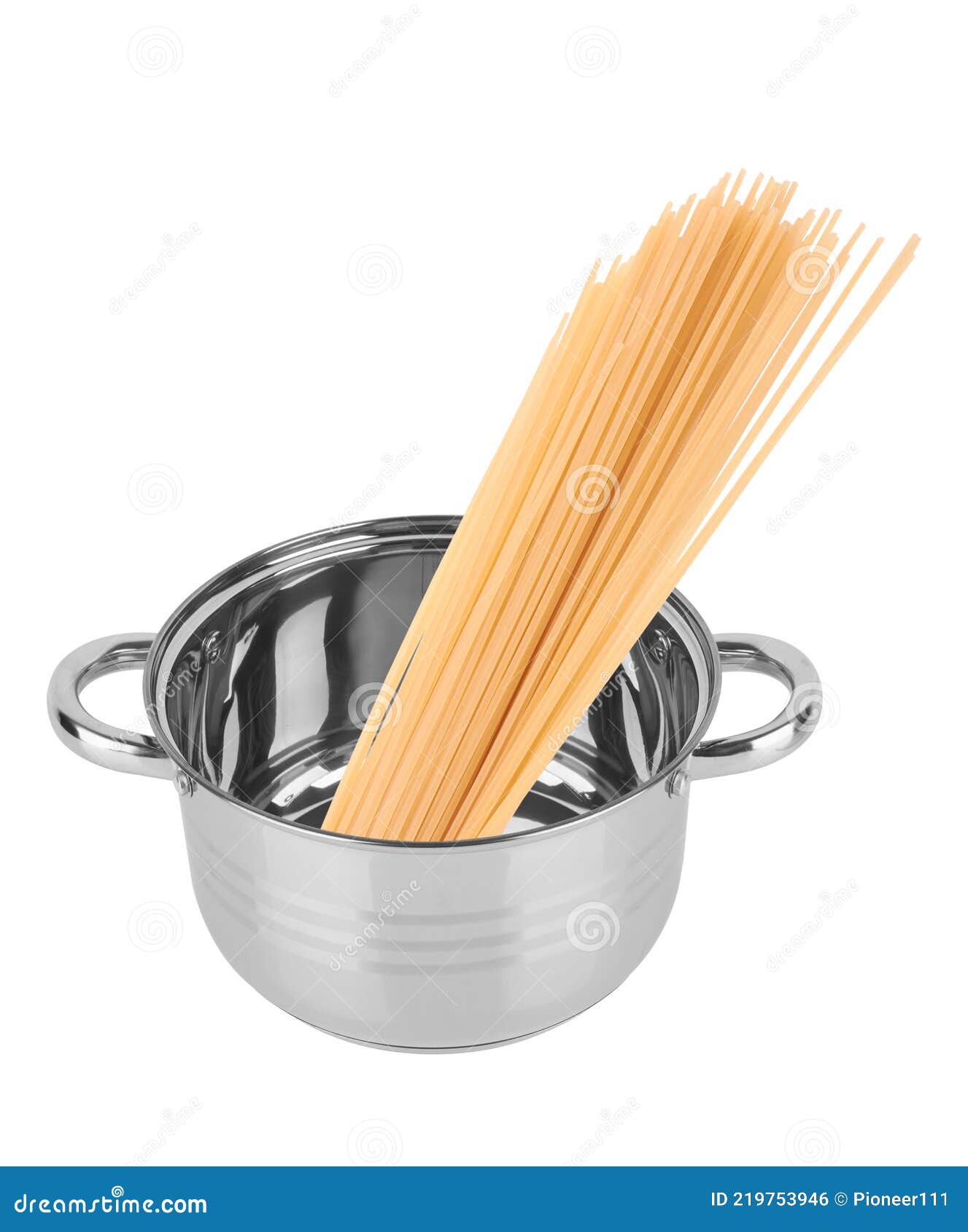 Spaghetti in a saucepan stock photo. Image of utensil 219753946