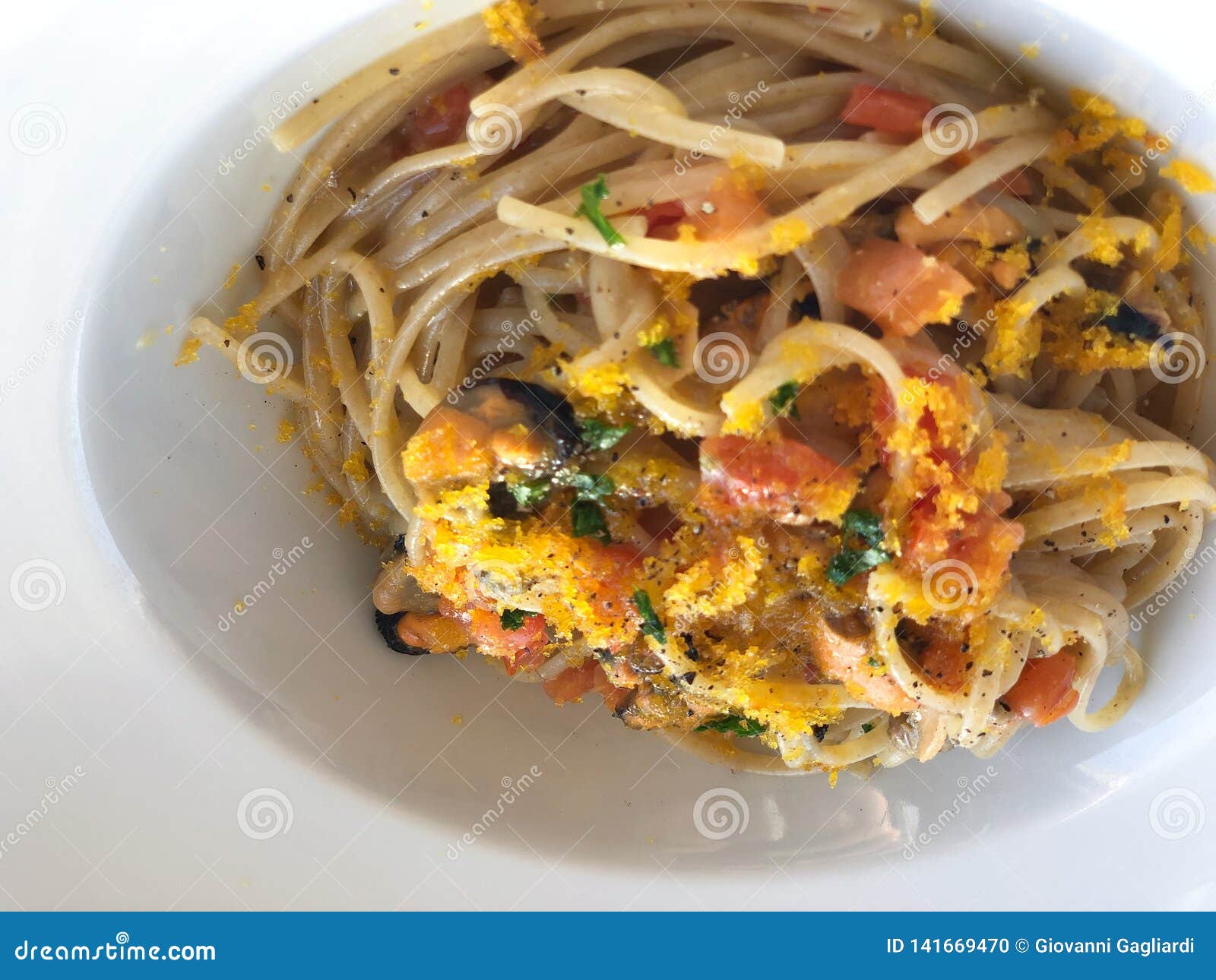 Spaghetti with sea fruits stock photo. Image of gourmet 141669470