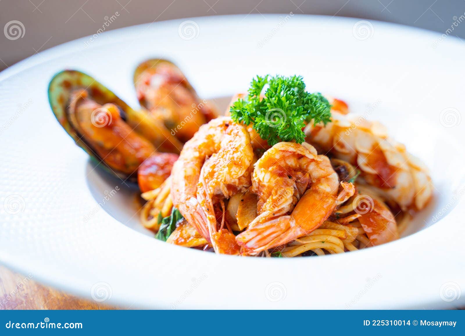 Spaghetti Seafood with Tomato Sauce Stock Photo Image of seafood