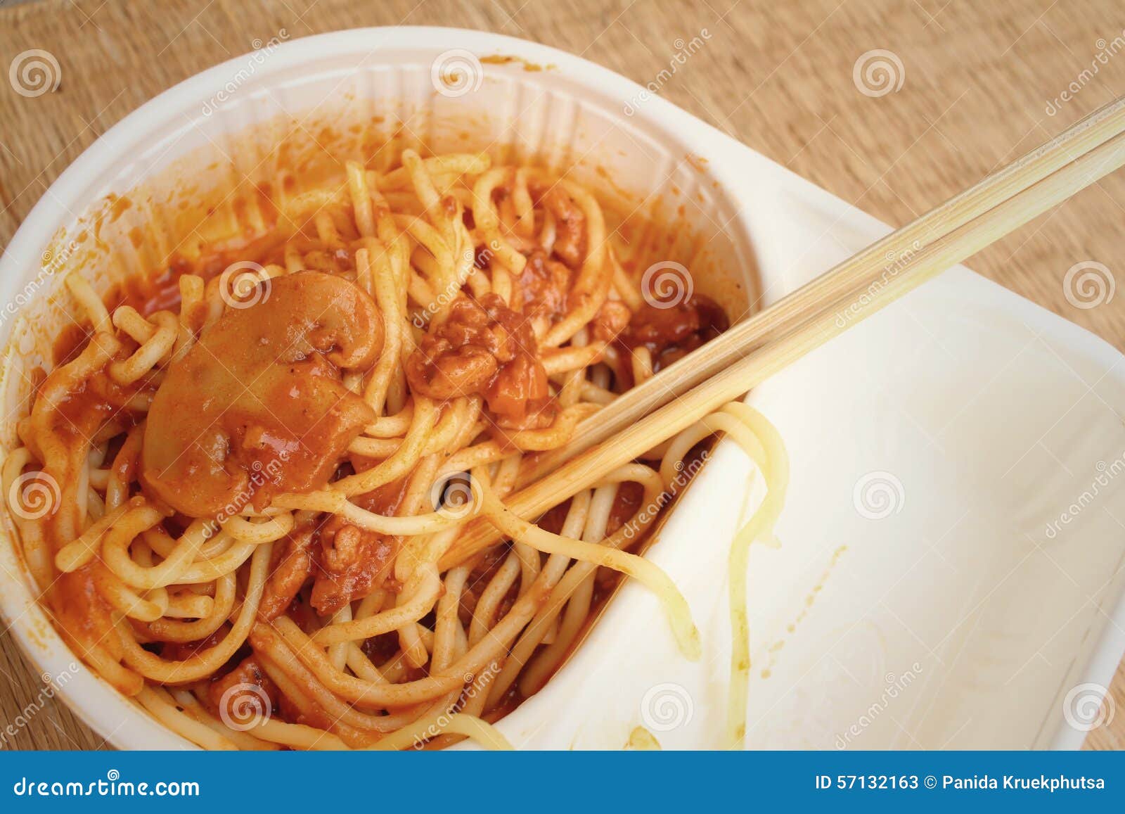 Spaghetti with Tomatoes Sauce in Lunch Box. Stock Image Image of