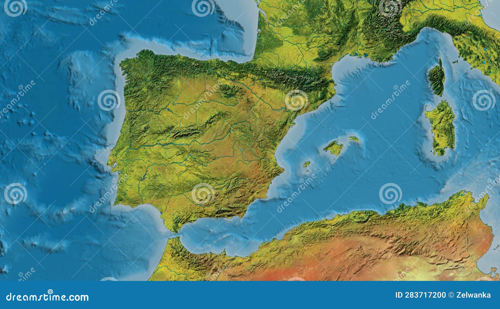 Spain Area. Topographic Map Stock Illustration Illustration of globe