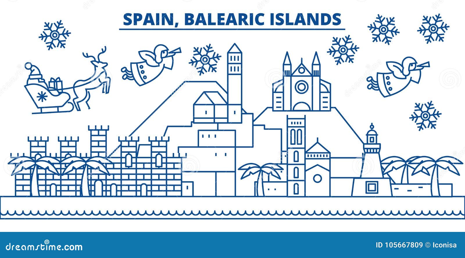 Spain Balearic Islands winter city skyline Merry