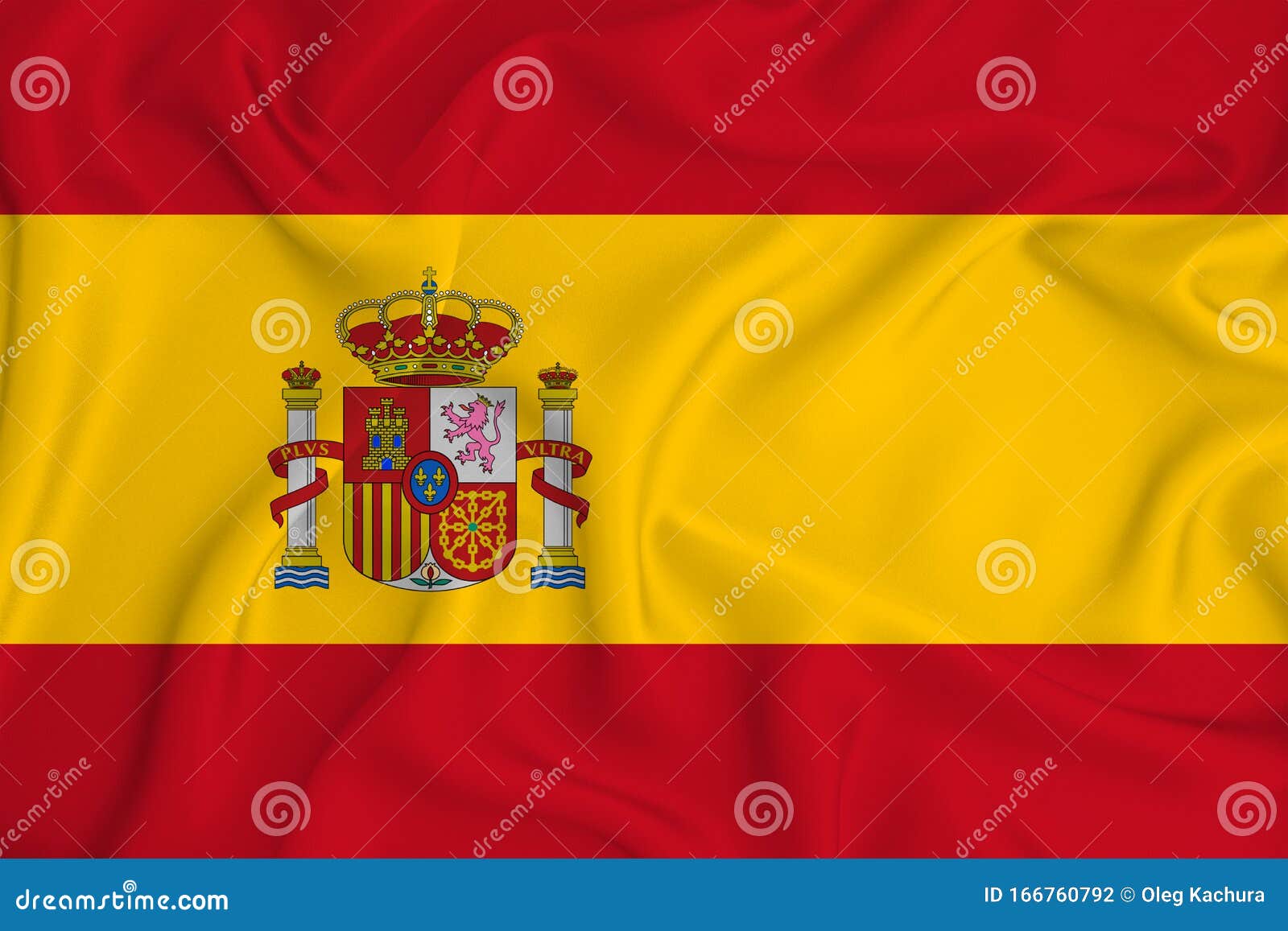 Spain Flag On A Blue Sky With Clouds Background Stock Photography