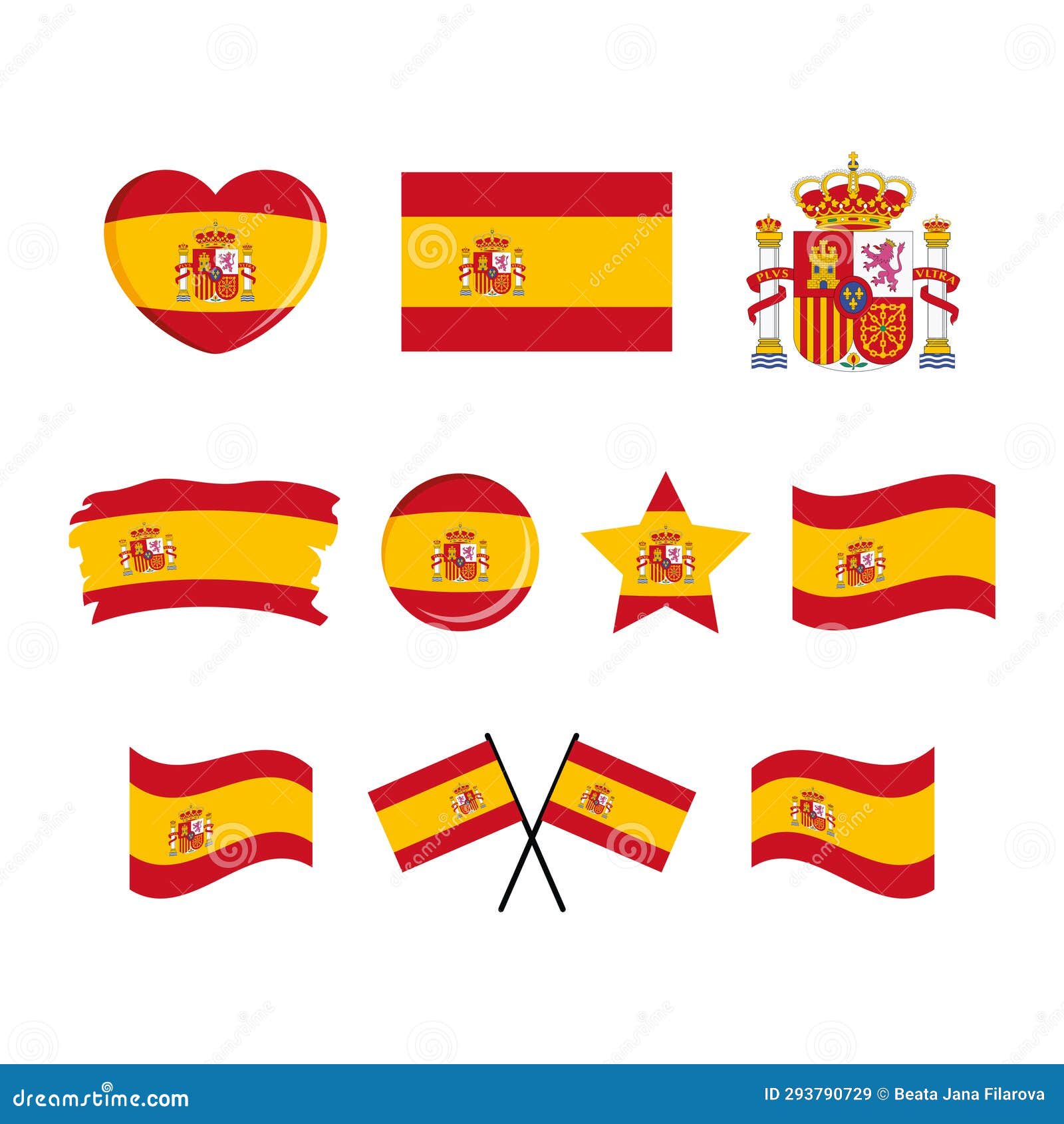 Spanish Flag Icon Set Vector Isolated on a White Background Stock Vector Illustration of sign