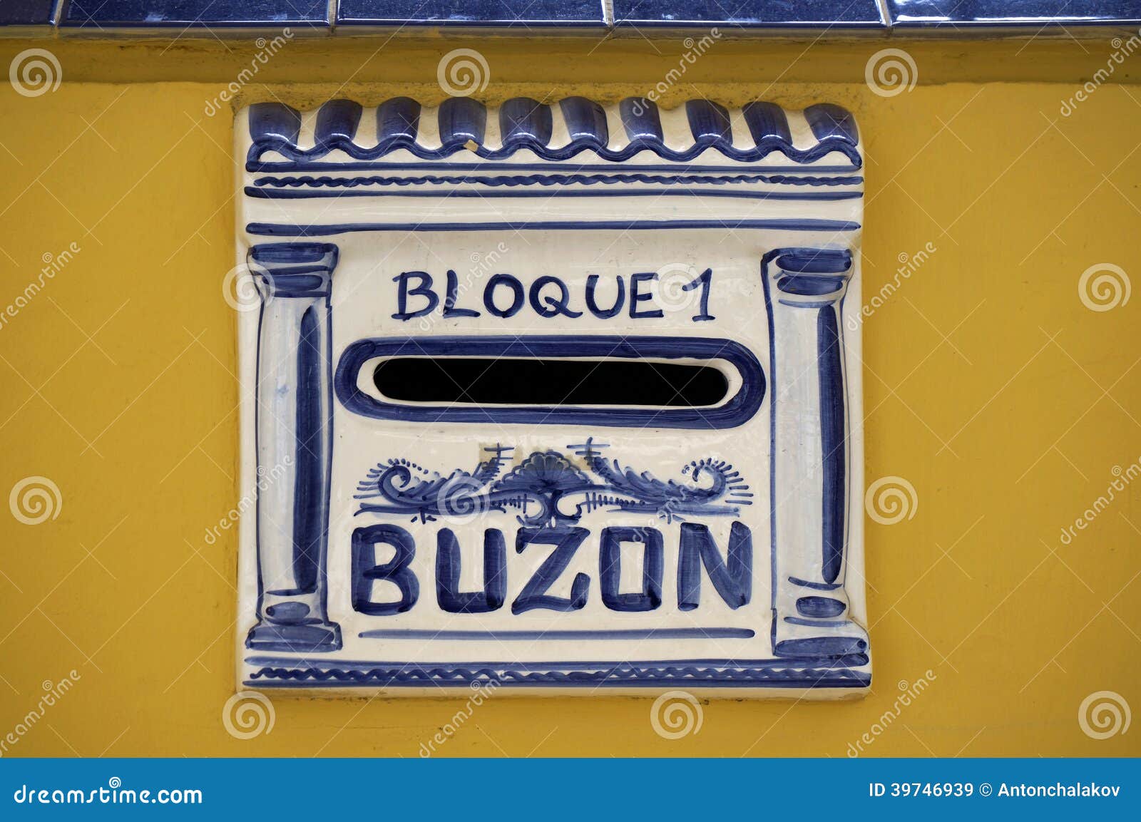 Spain Mailbox Buzon stock image. Image of yellow, letters 39746939