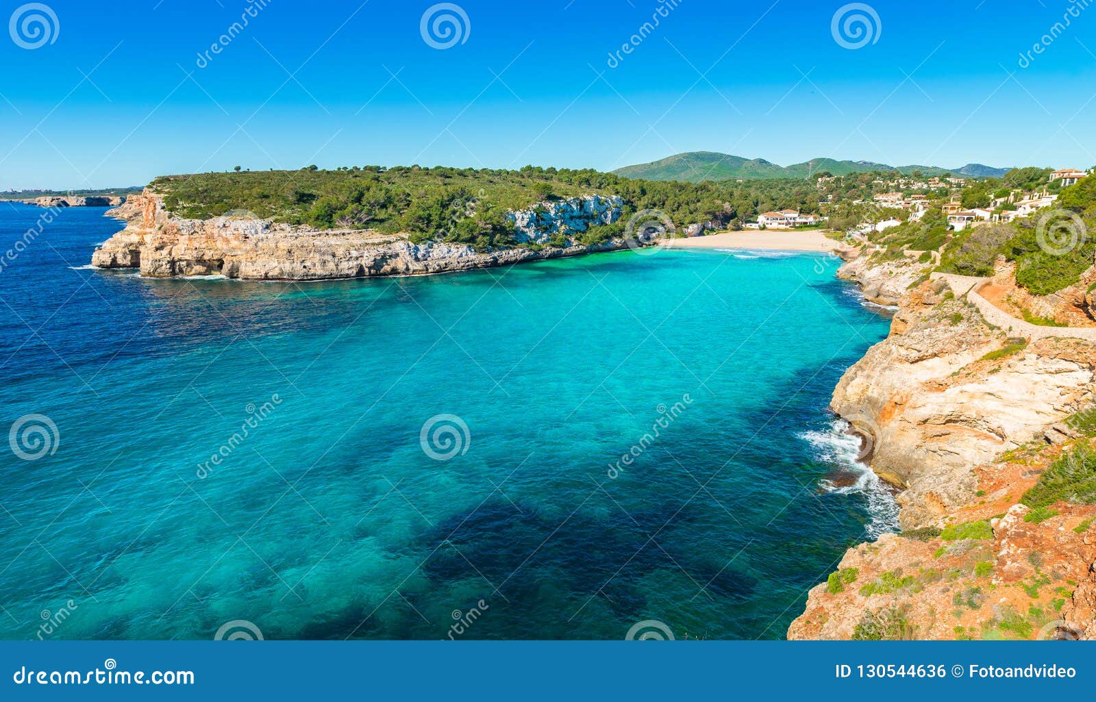 spain majorca beach bay of cala romantica, balearic islands