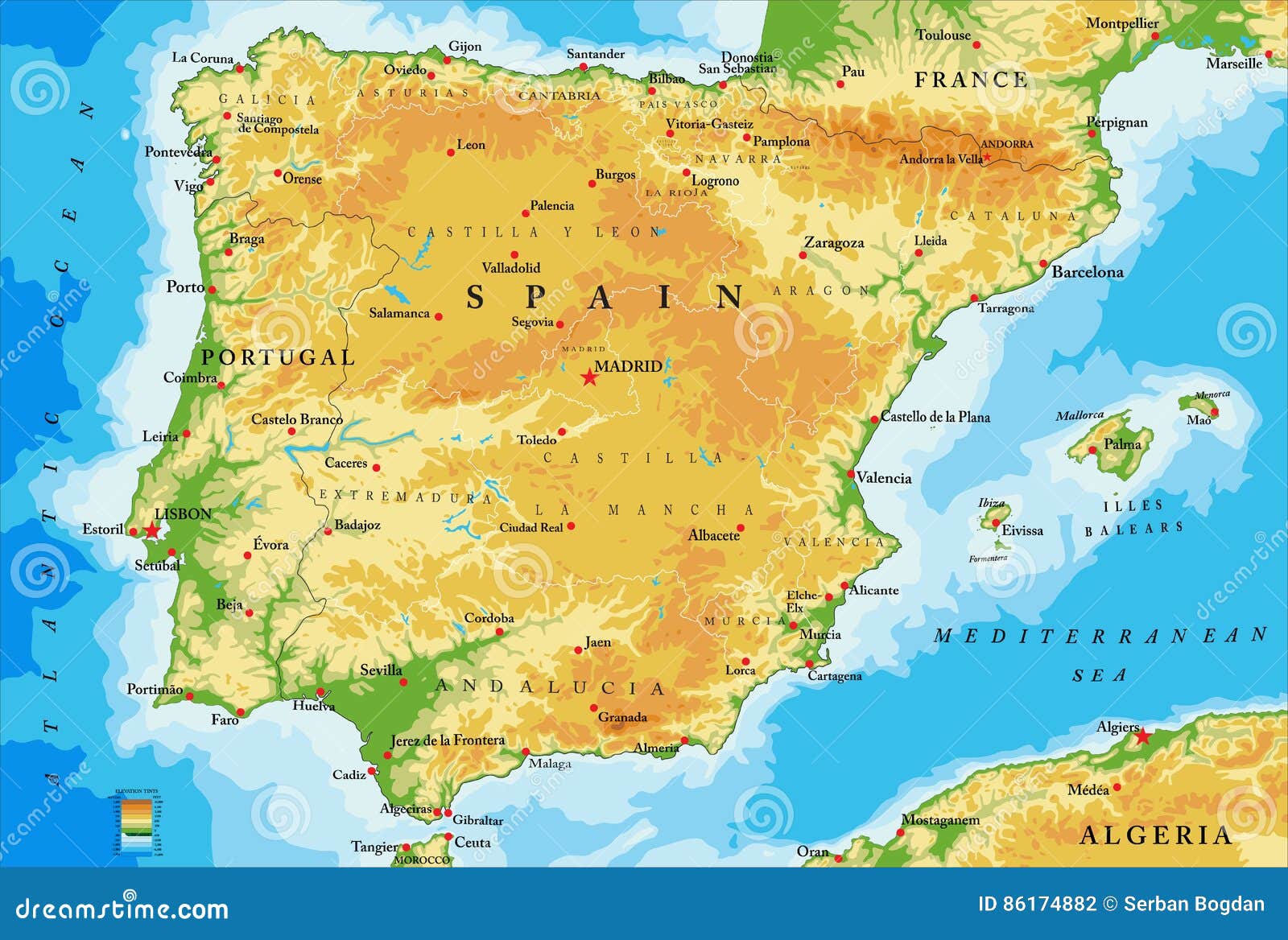 spain physical map