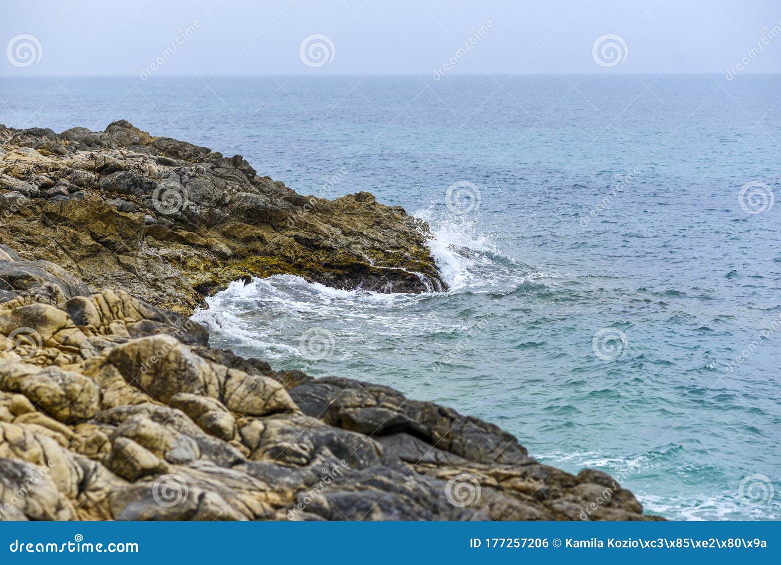 spain`s rocky coast on the mediterranean in vintage version