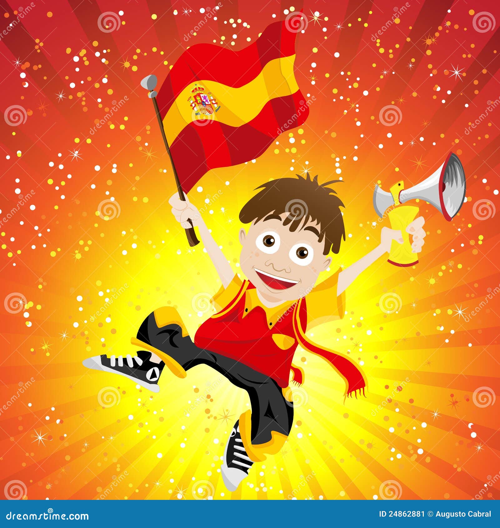 Spain Sport Fan with Flag and Horn Stock Vector Illustration of match
