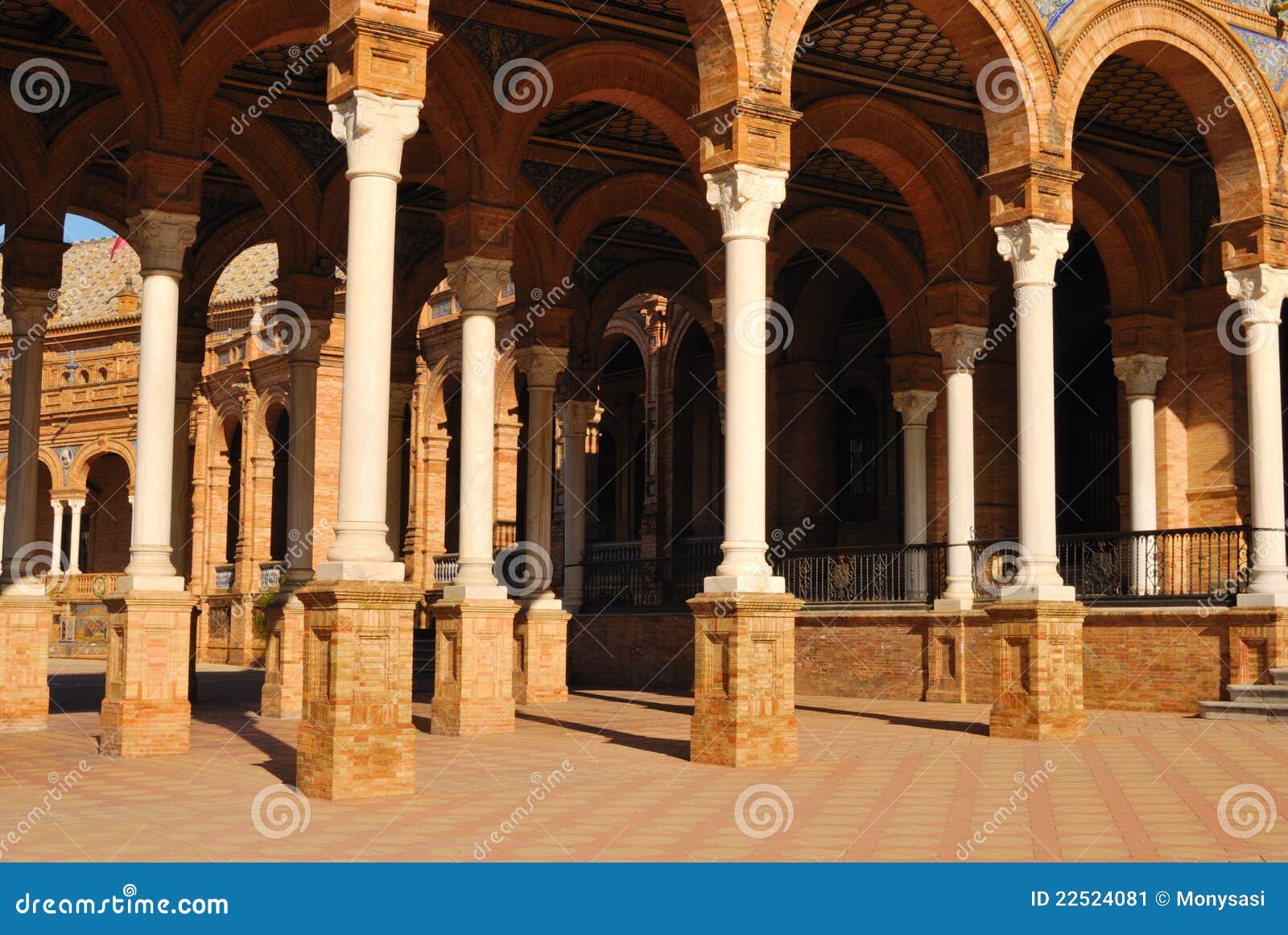 Spain square columns stock image. Image of seville, outdoor 22524081