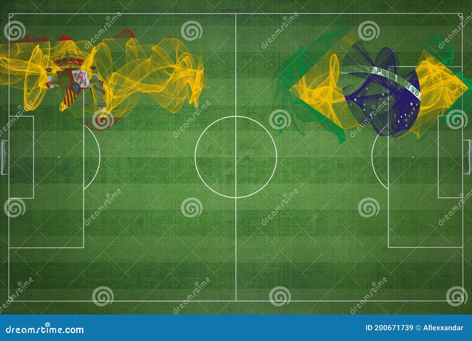 Spain Vs Brazil Soccer Match, National Colors, National Flags, Soccer