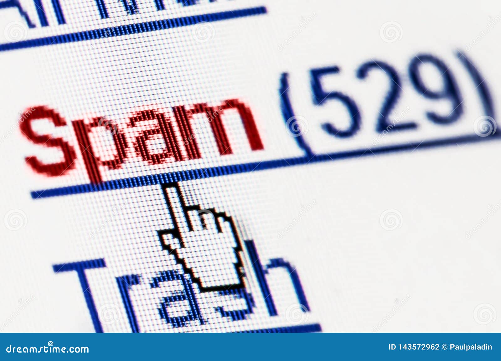 Spam Junk Email Box on Computer Screen Macro Stock Photo Image of mail, protection 143572962
