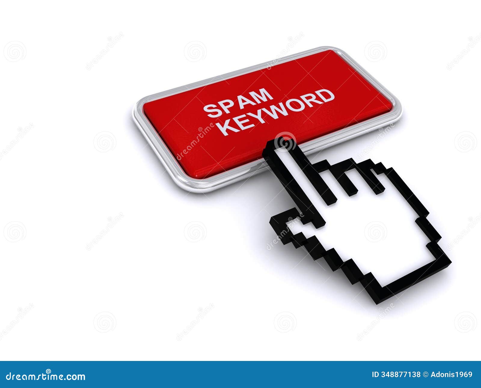 spam keyword button on white