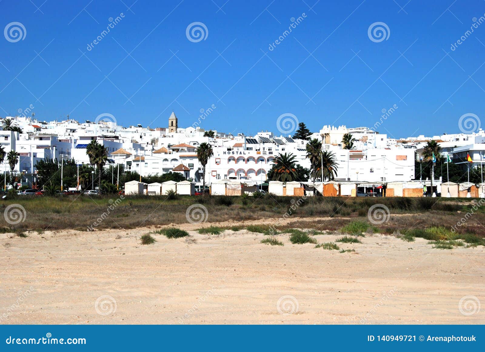 Beach and White Town, Conil De La Frontera. Editorial Image