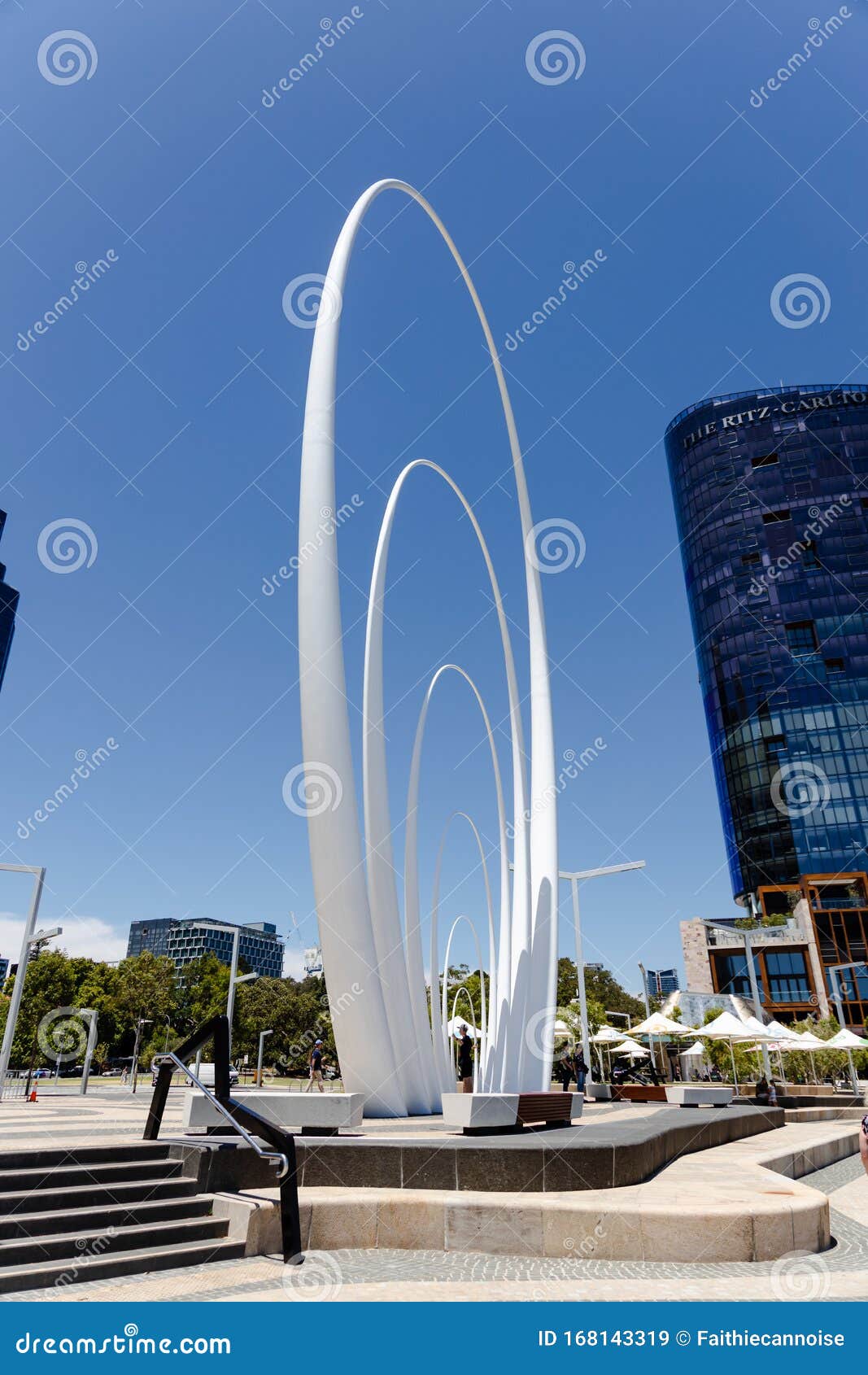 The Spanda Sculpture on Elizabeth Quay`s in Perth CBD and Skyline View ...