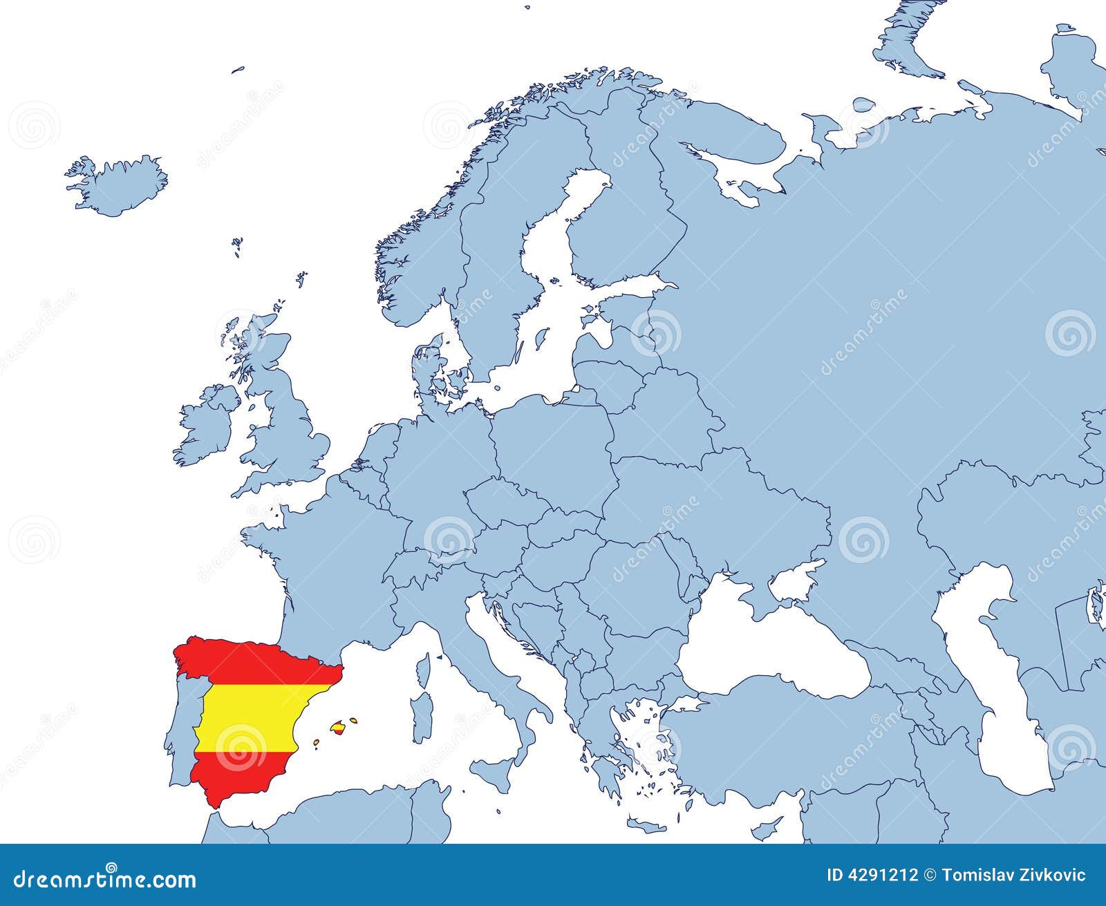 Spanien auf Europa-Karte vektor abbildung. Illustration ...