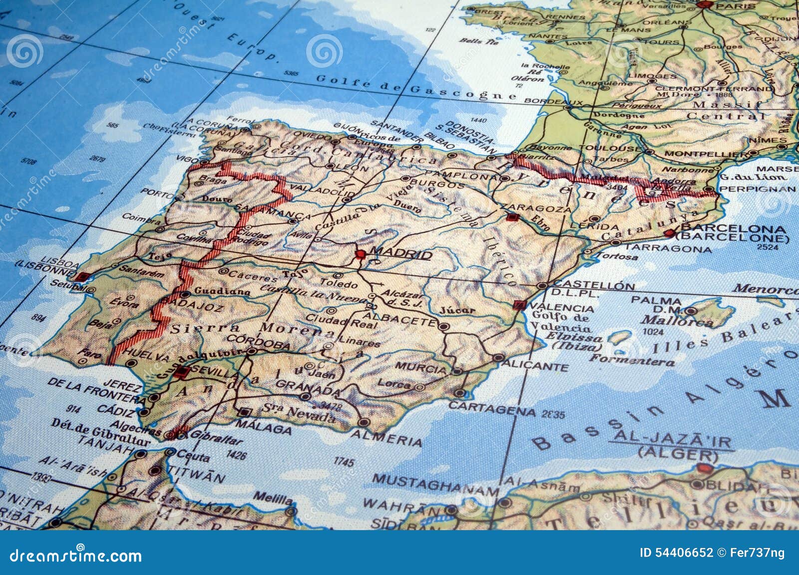 Spanien Und Portugal Karte Stockfoto Bild Von Europa