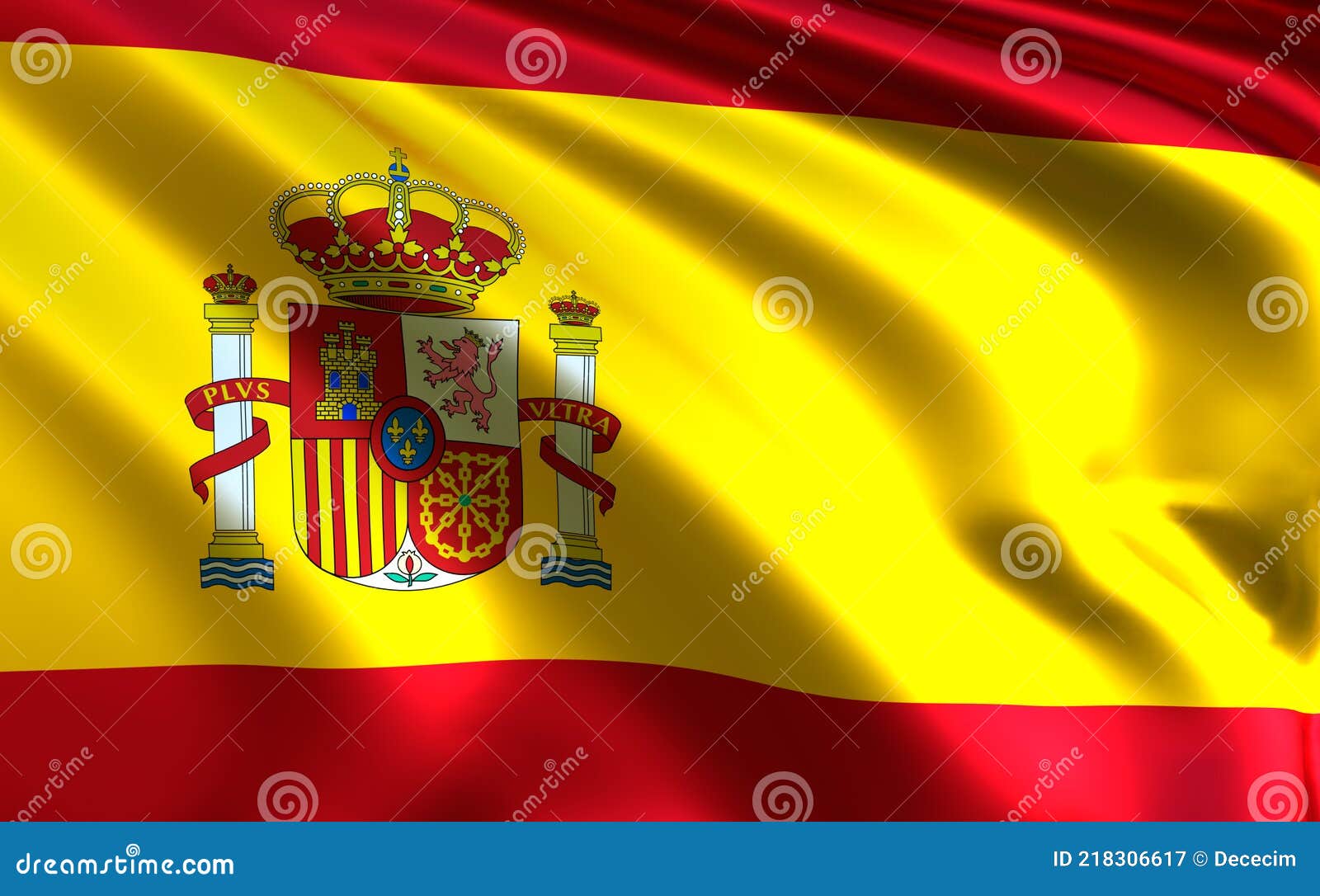Spanische Flagge Mit Windwellen. Spanische Flagge Stock Abbildung -  Illustration von markierungsfahne, auszug: 218306617