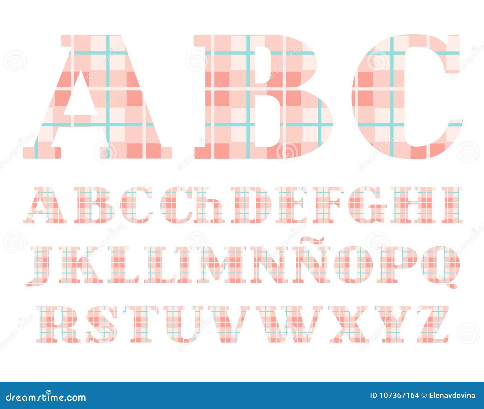 Spanisches Alphabet Guss Plaid Rosa Vektor Vektor Abbildung Illustration Von Vektor Guss