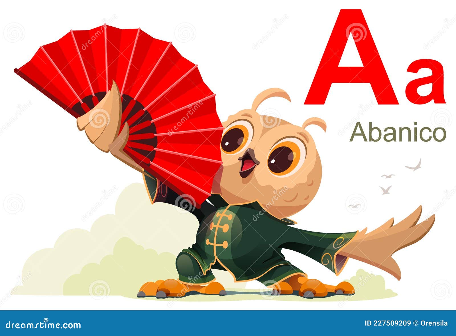 spanish alphabet letter a word abanico fan translated from spanish