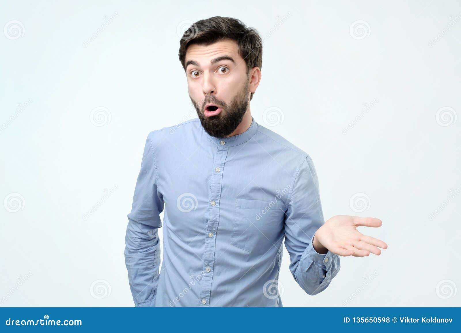 Spanish Angry And Discontented Man Spreading His Hand And