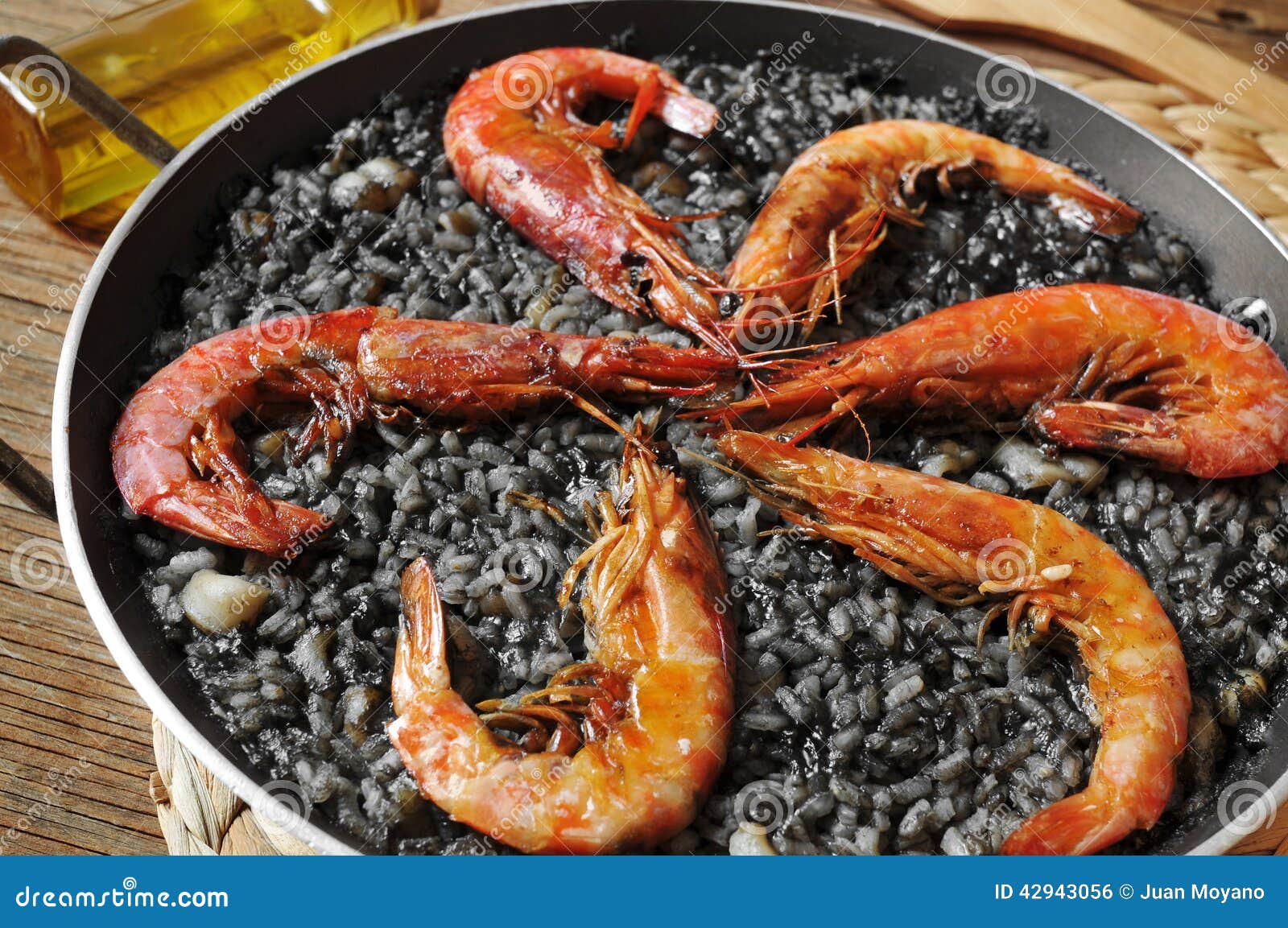 spanish arroz negro, a typical rice casserole made with squid in