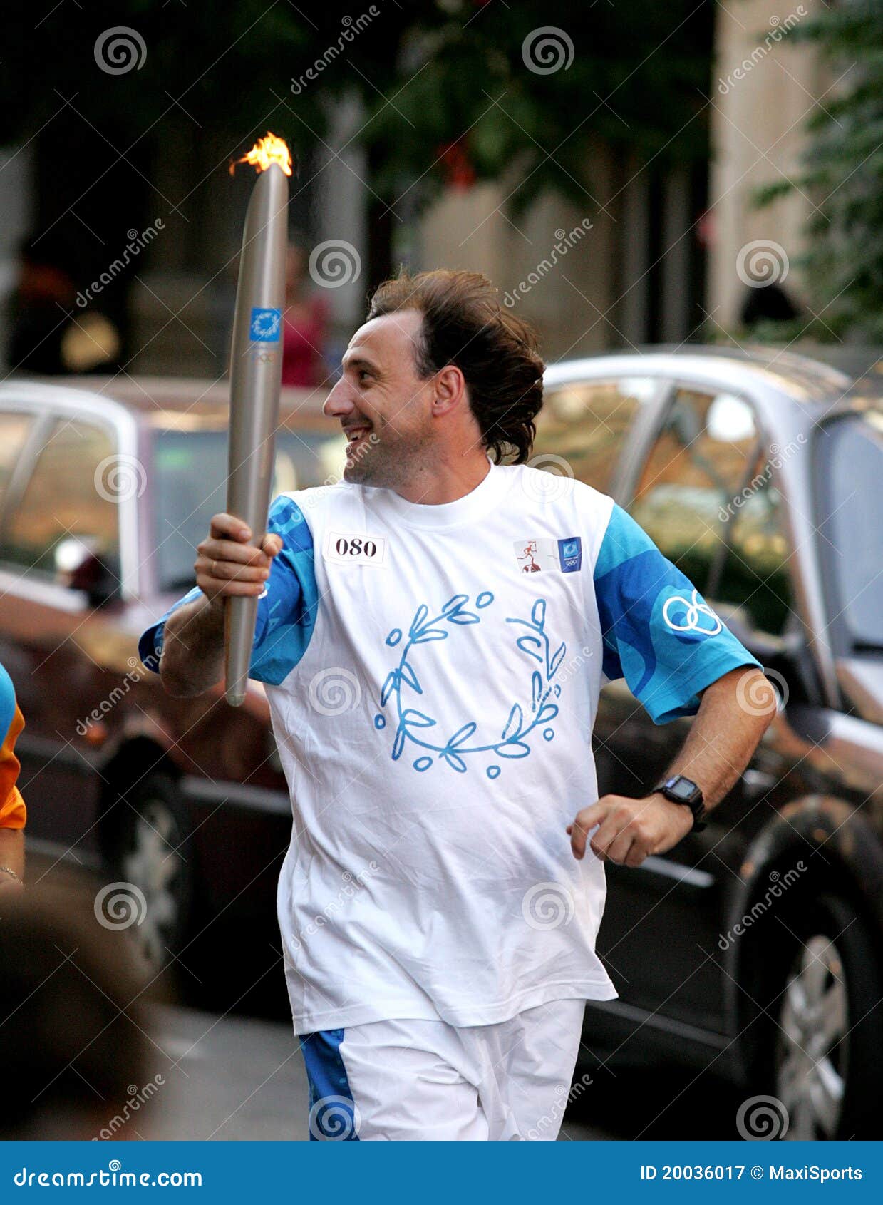 Spanish Athlete Fermin Cacho Carries the Torch Editorial Photography