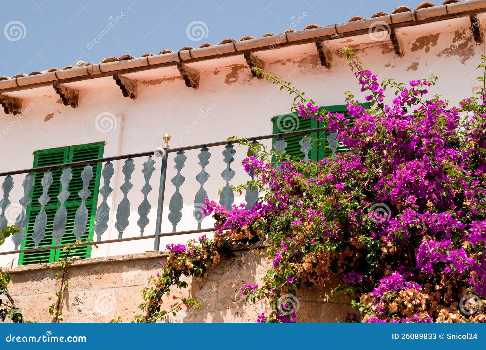 Spanish Balcony with Flowers Stock Image Image of view, exterior