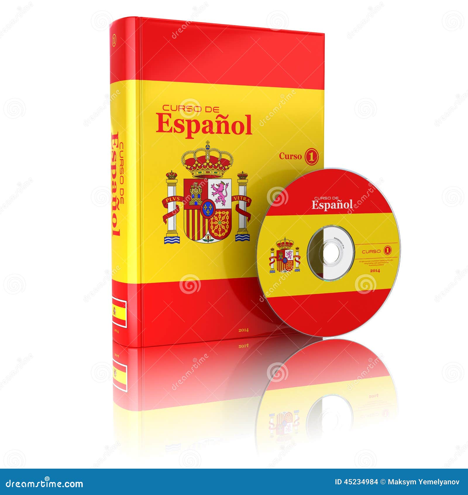 Spanish Book In National Flag Cover And CD. Stock Illustration Image
