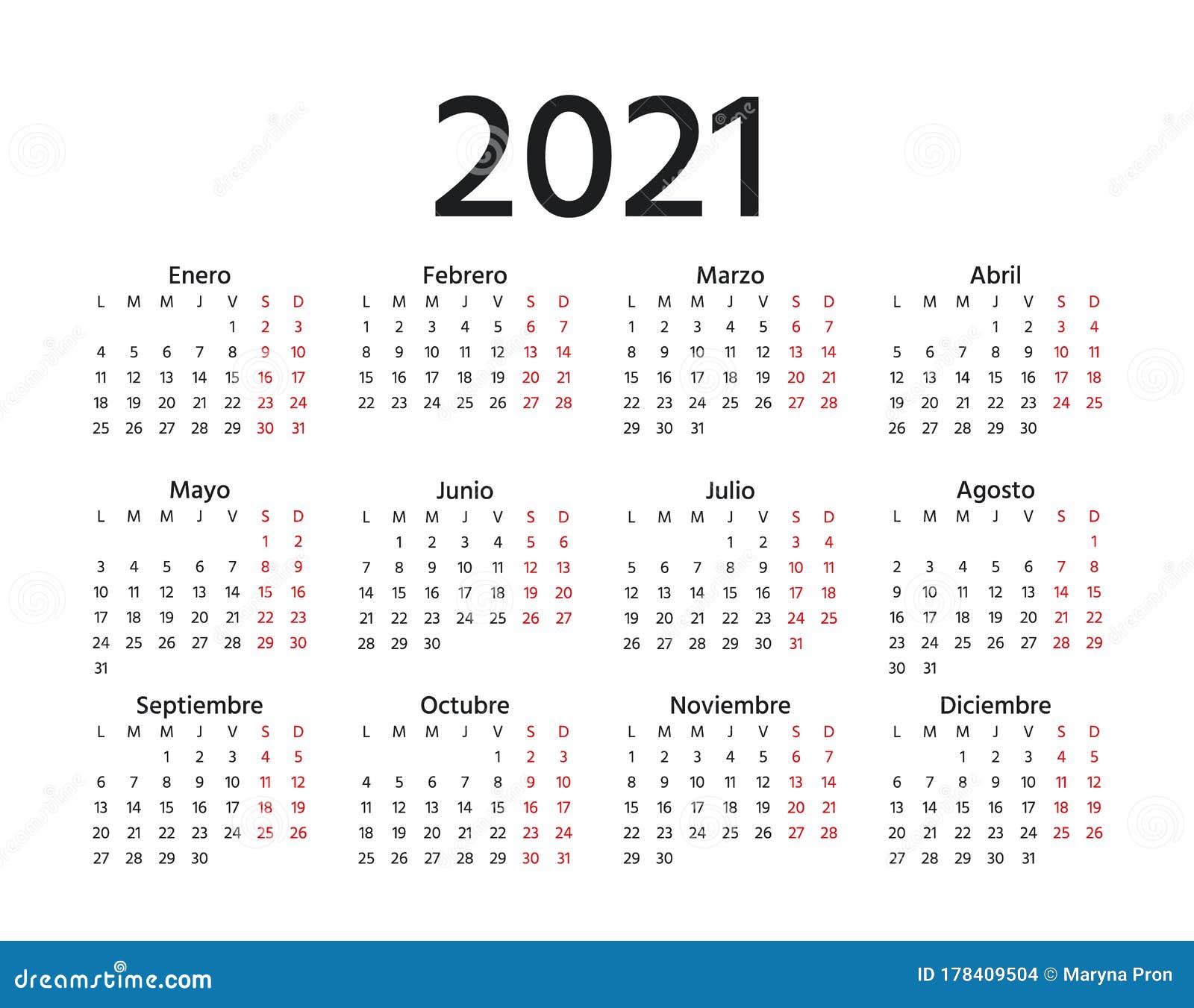 2021 spanish calendar free 2021 Spanish Calendar Vector Illustration Template Year Planner Stock Vector Illustration Of Graphic December 178409504 2021 spanish calendar free