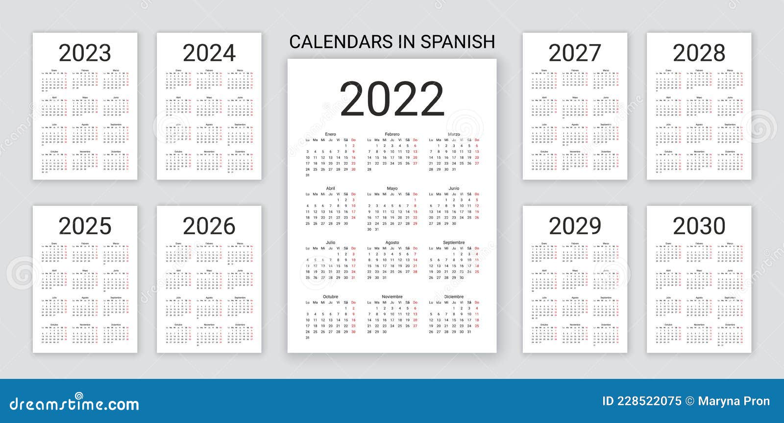 2027 Simple Horizontal Pocket Calendar Grid Template Isolated On White