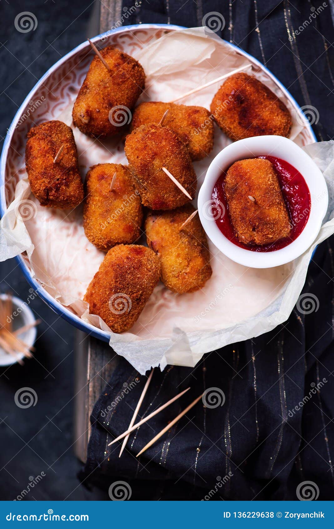 Spanish Cheese Croquettes with Ham..style Rustic Stock Photo Image of