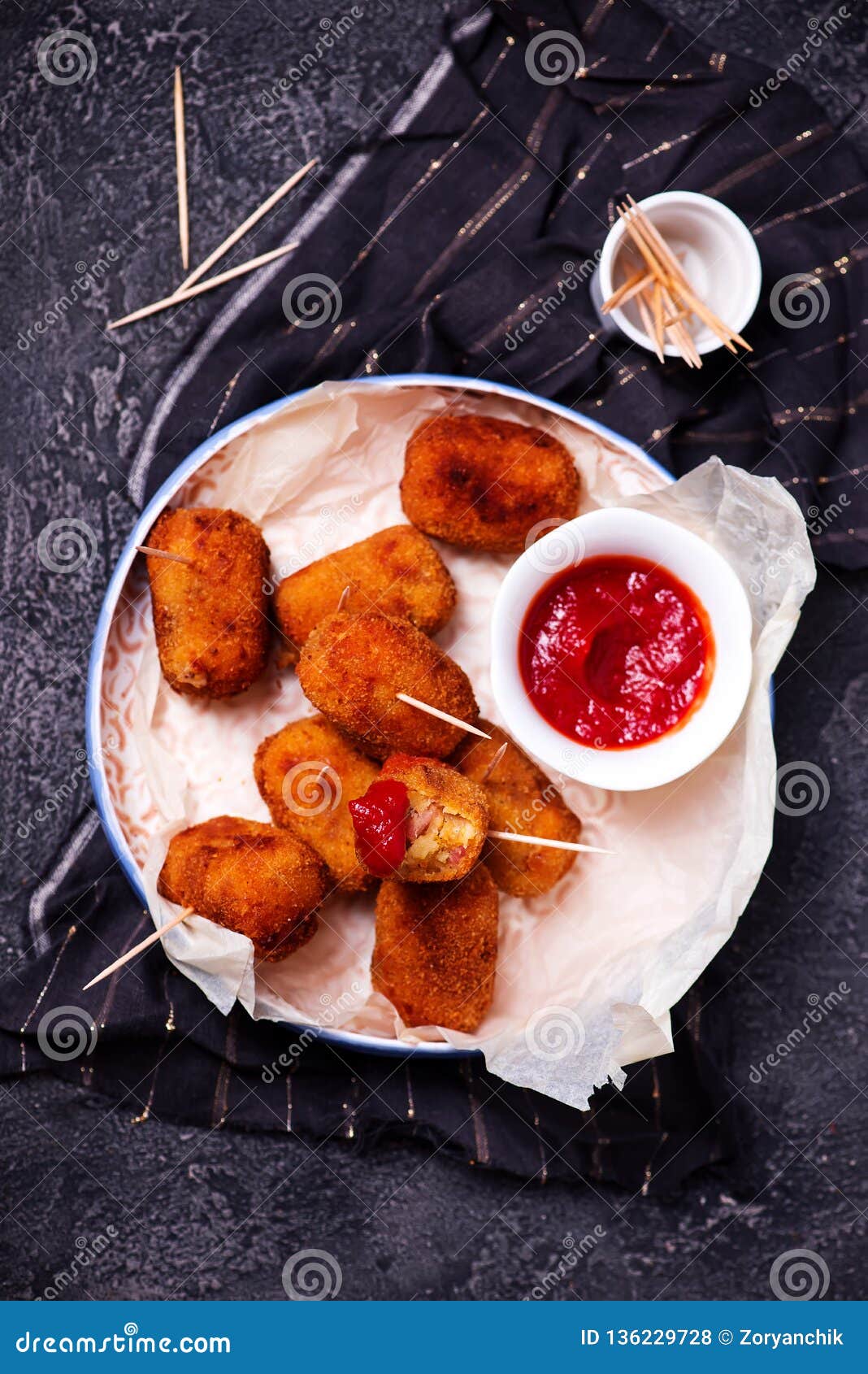 Spanish Cheese Croquettes with Ham..style Rustic Stock Photo Image of