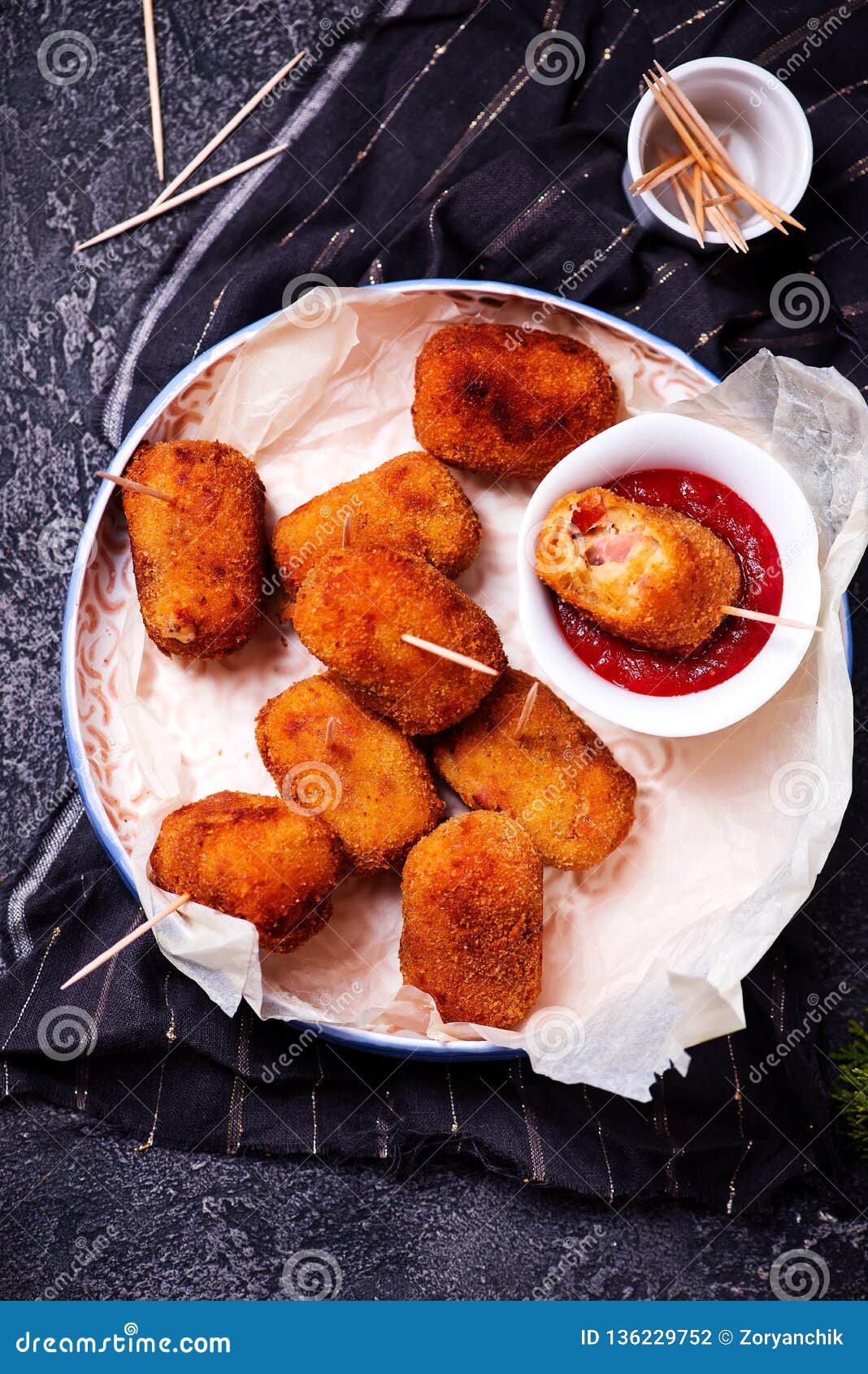 Spanish Cheese Croquettes with Ham..style Rustic Stock Photo Image of