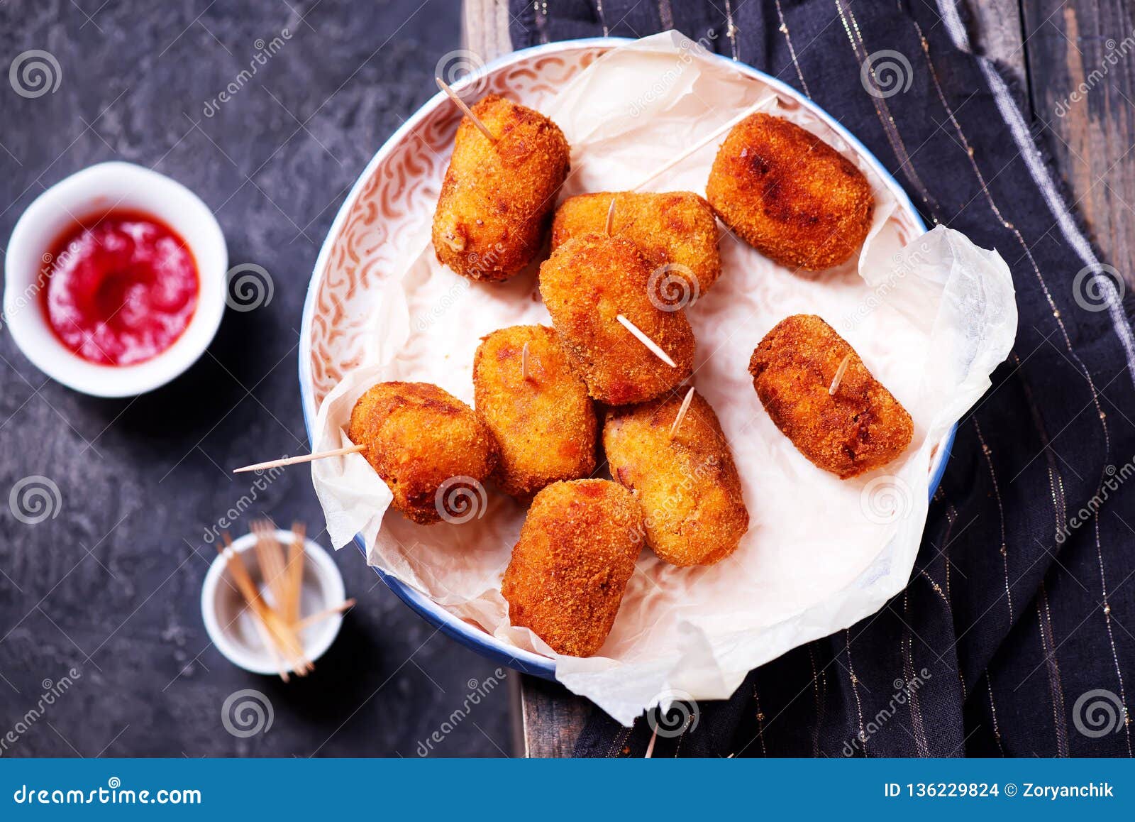 Spanish Cheese Croquettes with Ham..style Rustic Stock Photo Image of