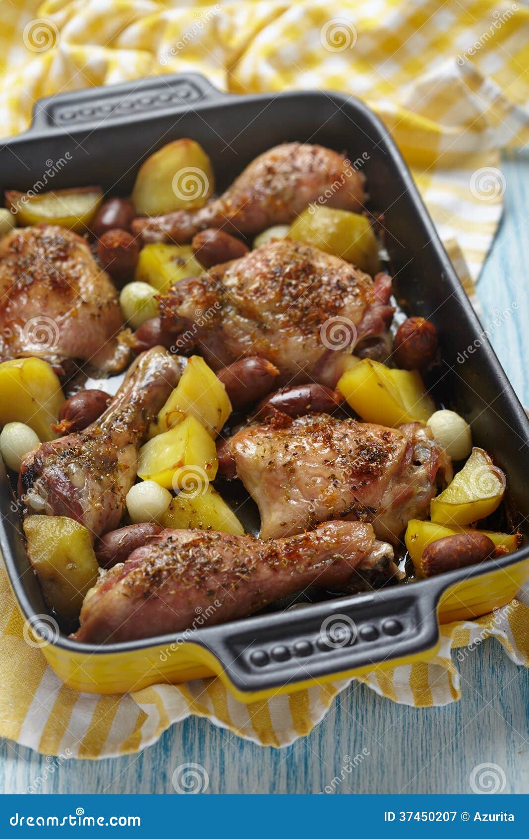 Spanish Chicken Casserole with Chorizo Stock Image Image of potato