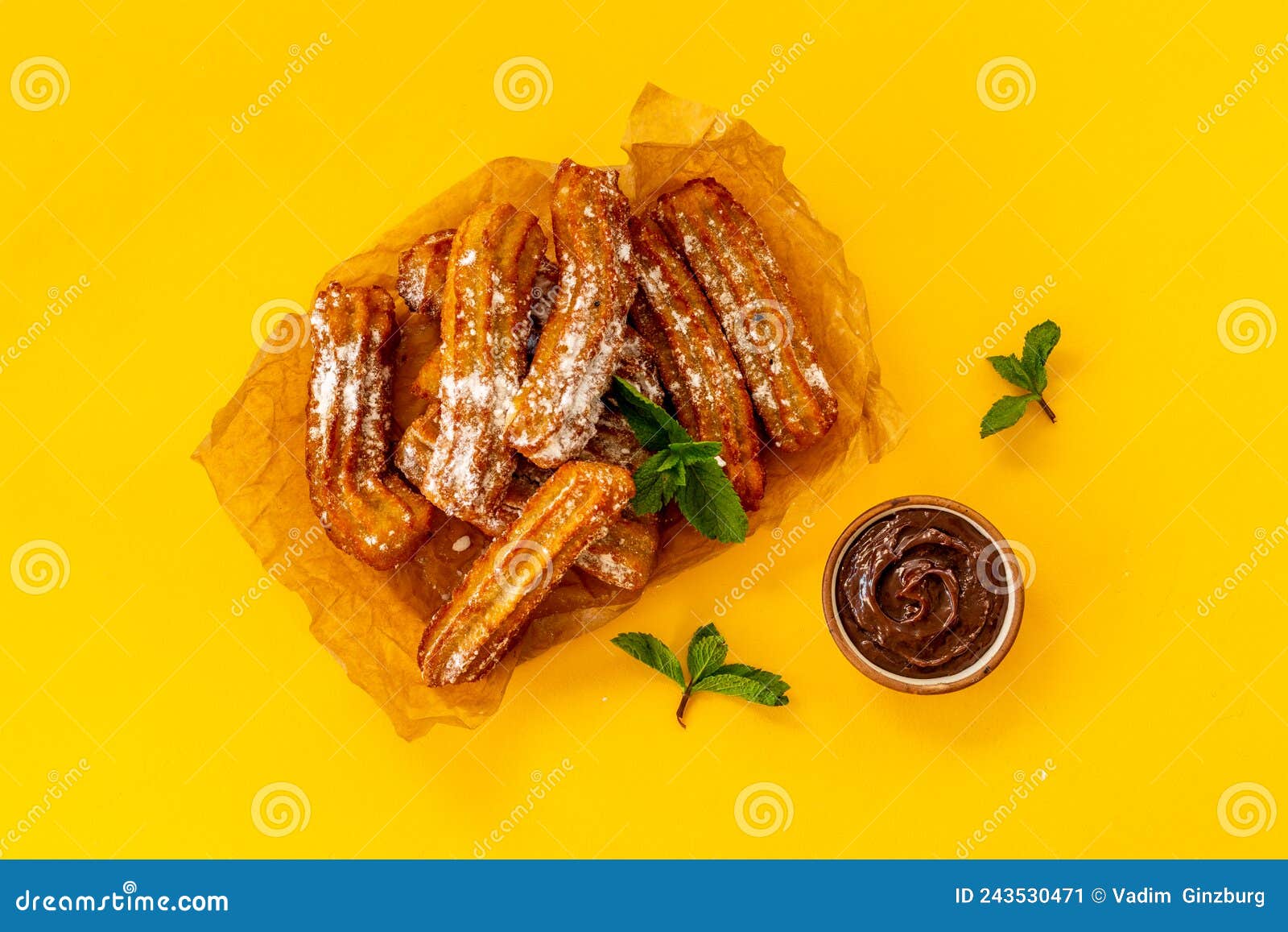 Spanish Churros Waffles on Baking Paper, Top View Stock Image Image