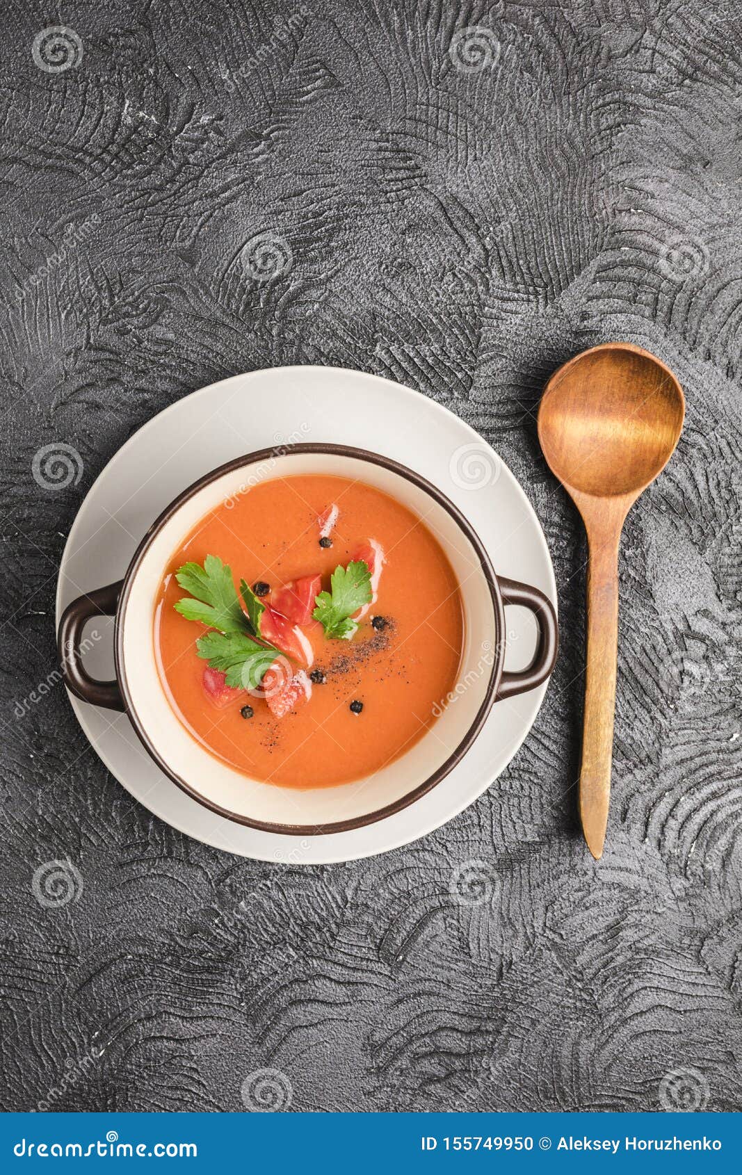 Spanish Cold Gazpacho Soup with Tomatoes, Pepper, Garlic and Fresh ...