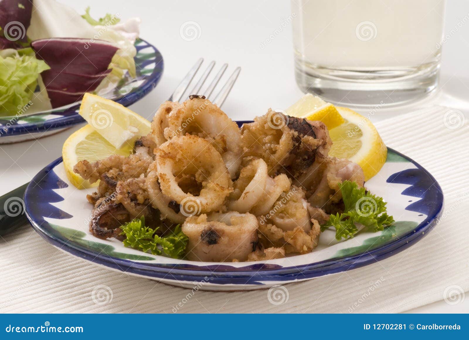 Spanish Cuisine. Andalusian Deepfried Squids. Stock Image Image of